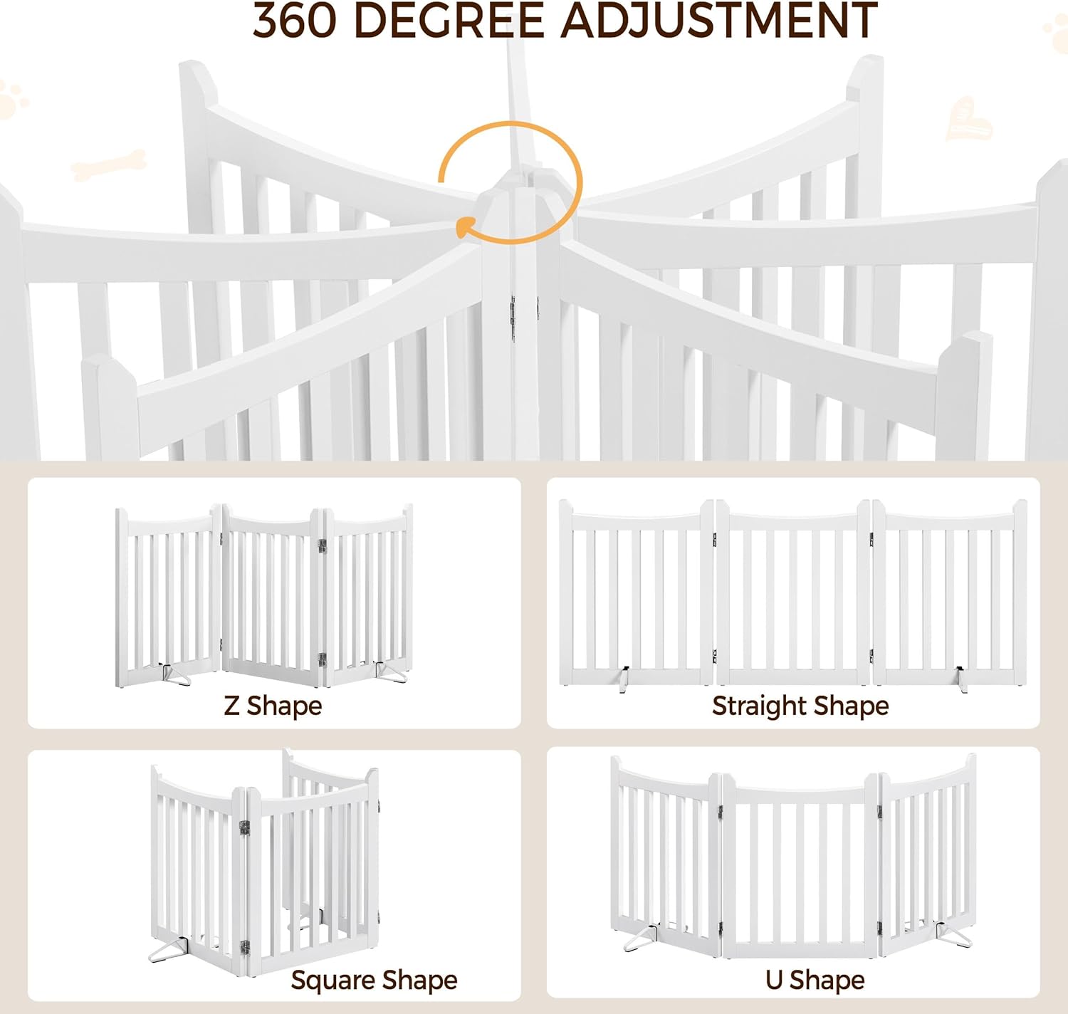 Thumbnail 6 de Yaheetech Wooden 3-Panel Indoor Pet Gate with Freestanding Design