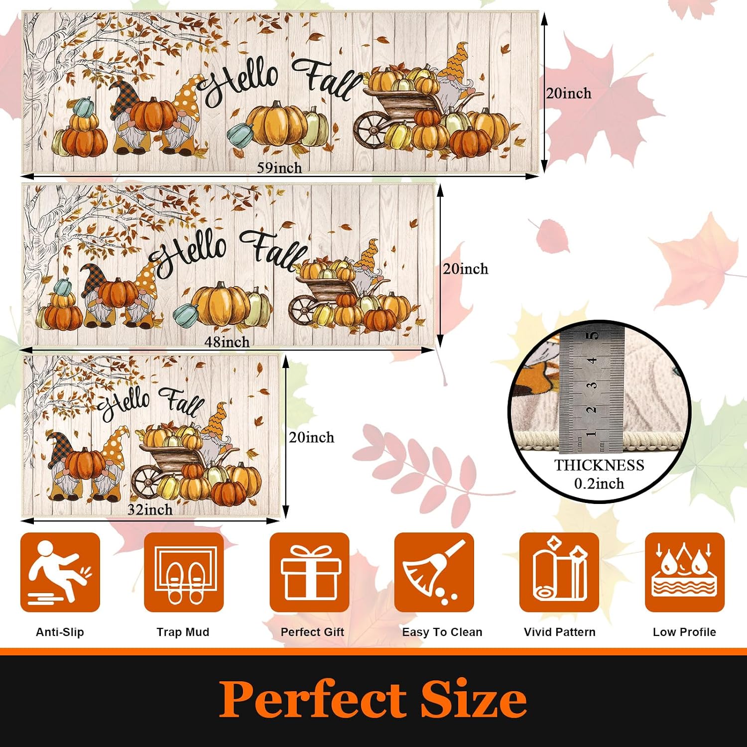 Detalle de U'Artlines Kitchen Rug Set, 3-Piece