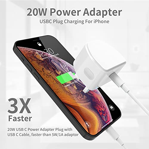 Detalle de AICCOLO 20W USB-C Fast Charger with 2m Cable for iPhone and More – UK Plug