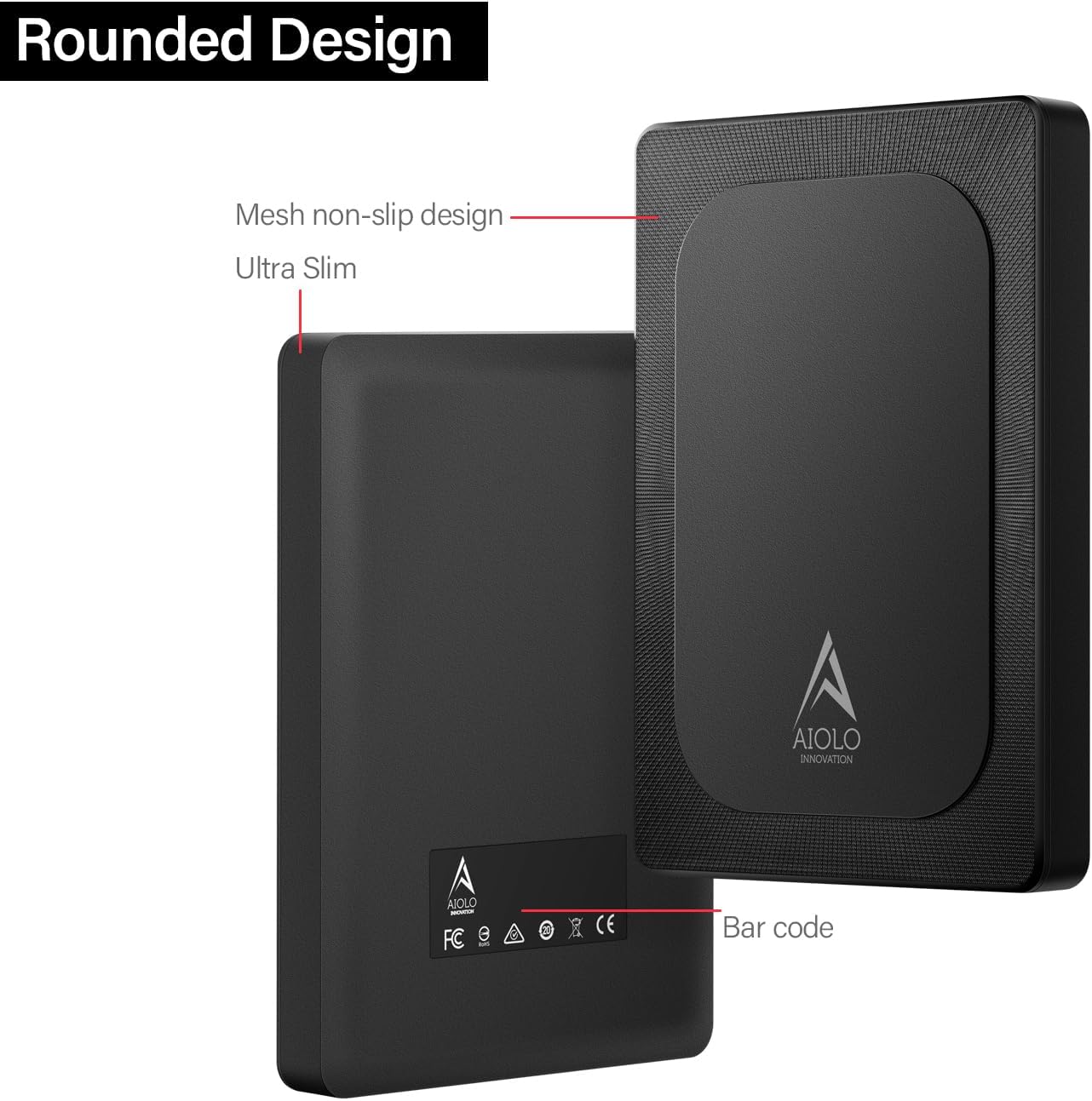 Detalle de Aiolo Innovation 500GB Ultra Slim Portable External Hard Drive (USB 3.0)