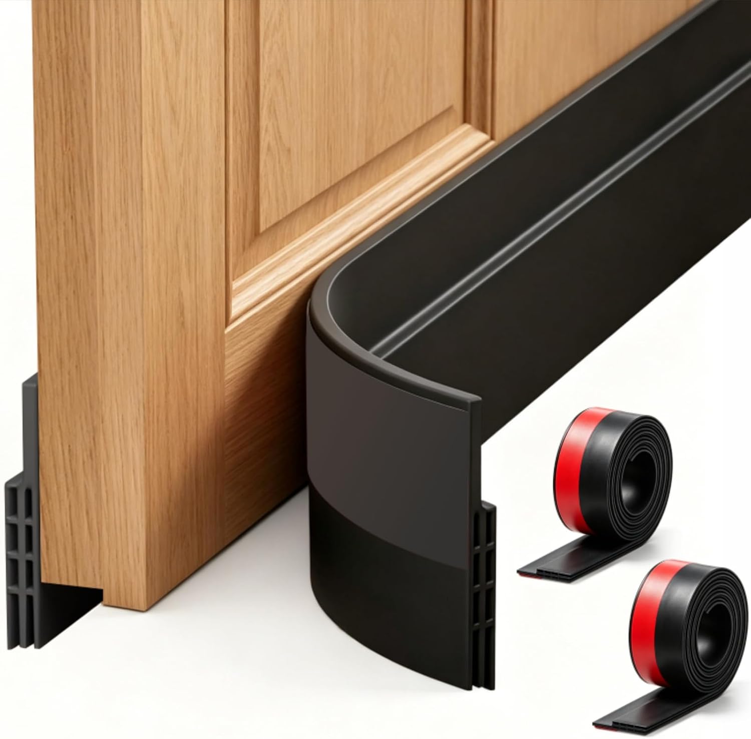 Detalle de LEZQHB 2 Pack Self-Adhesive Door Draft Excluder Strips – 5 cm x 1 m, Black