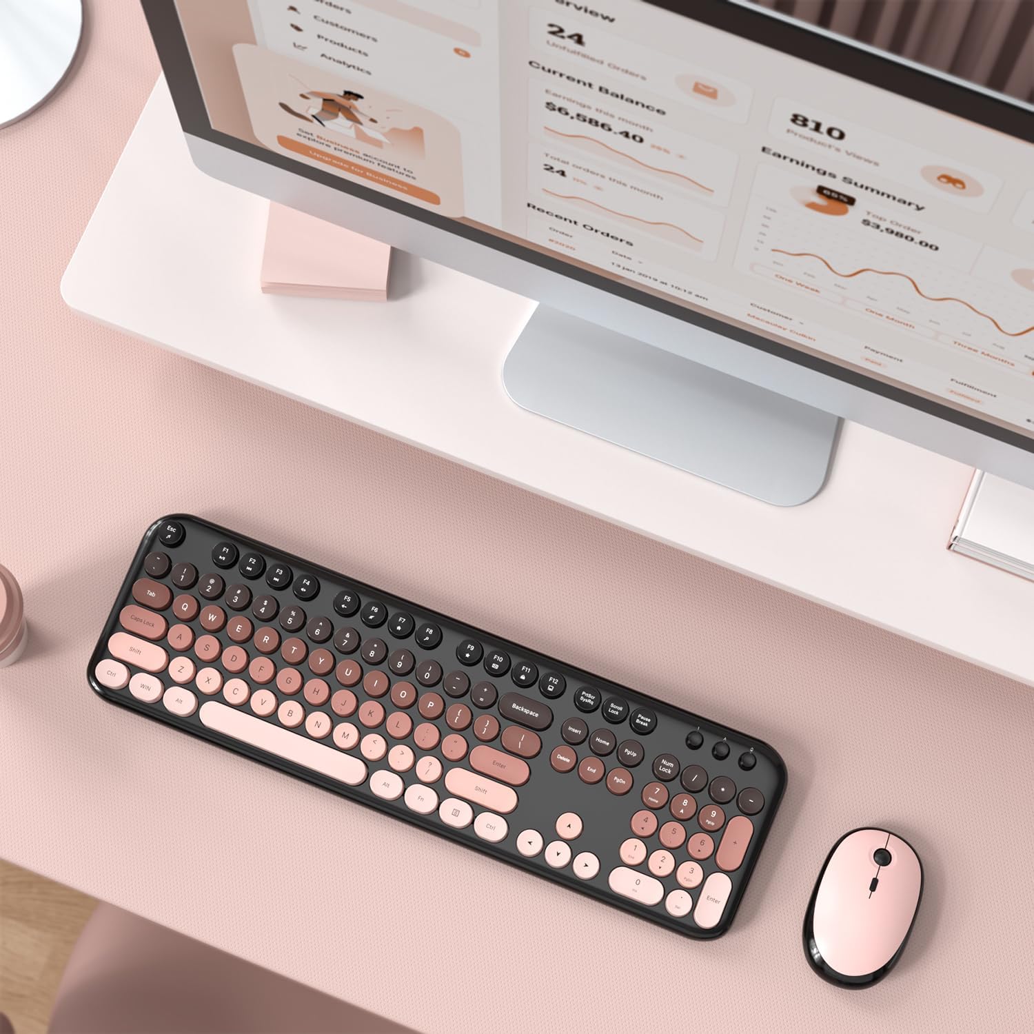 Thumbnail 5 de Atelus Wireless Keyboard and Mouse Combo: Typewriter Full-Size Keyboard with Number Pad