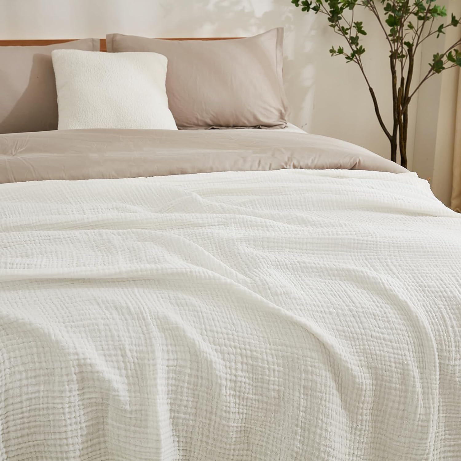 Thumbnail 4 de EMME Cotton Muslin Queen Blanket Bed Spread — Lightweight, Breathable Layer (90x90)