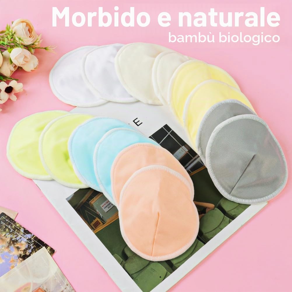 Thumbnail 4 de Coppette Assorbilatte lavabili in bambù biologico Aolso – 14 pezzi, assorbenti e riutilizzabili