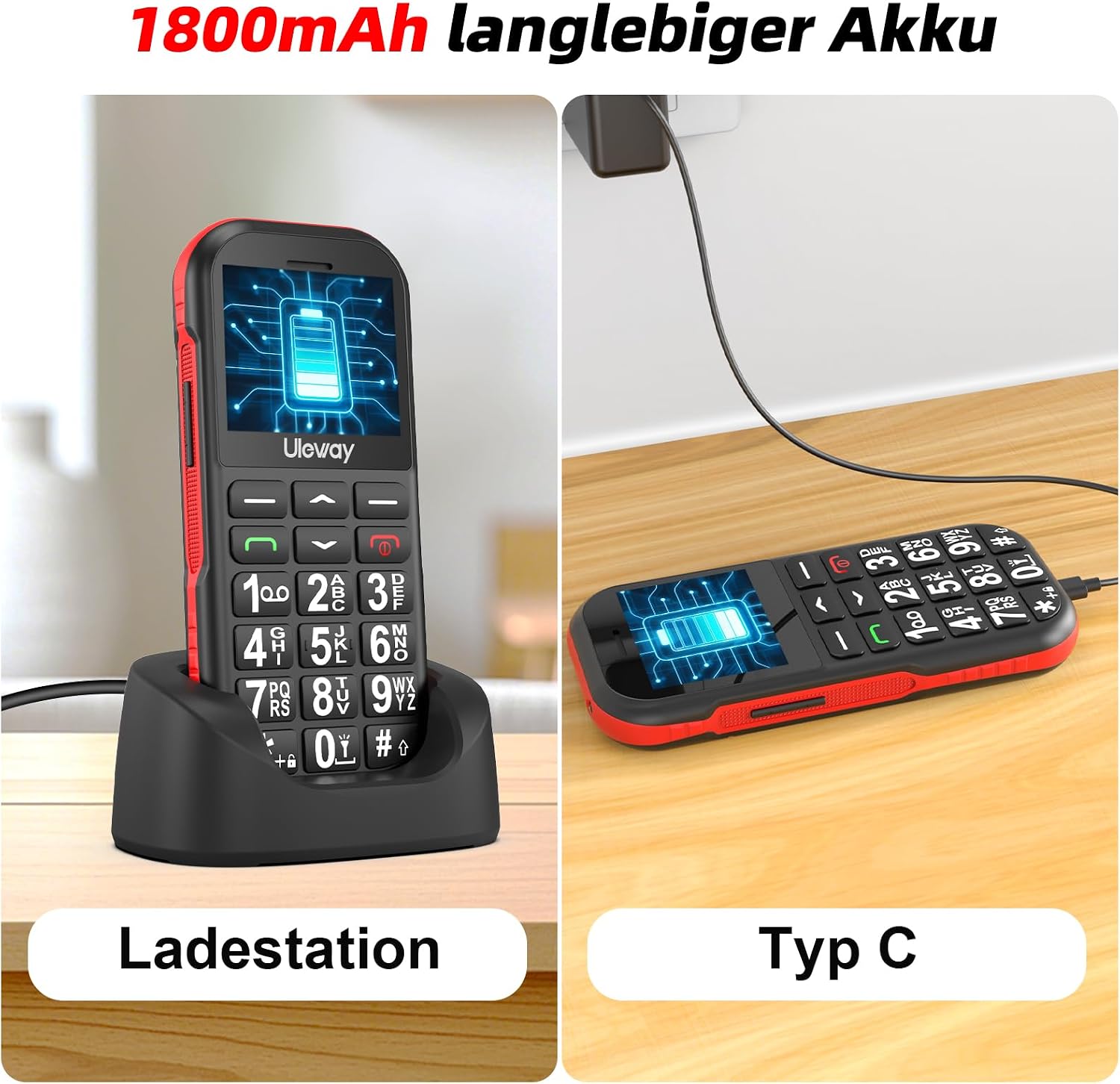 Thumbnail 5 de CHAKEYAKE 4G Seniorenhandy Großtasten 1800 mAh