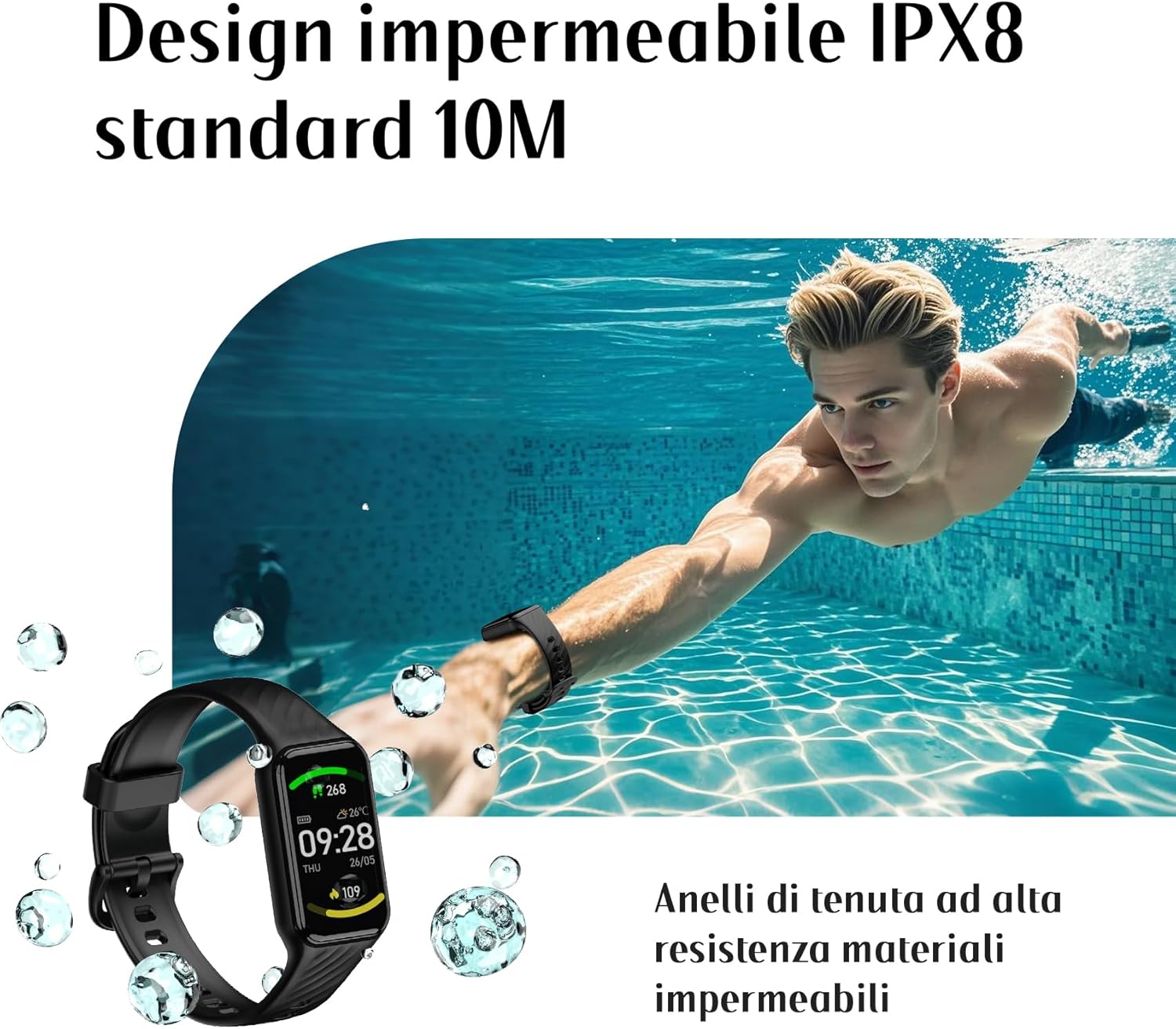Thumbnail 2 de Baolubao Smartwatch Uomo Donna con cardiofrequenzimetro, SpO2, sonno e notifiche Bluetooth (2 cinturini)