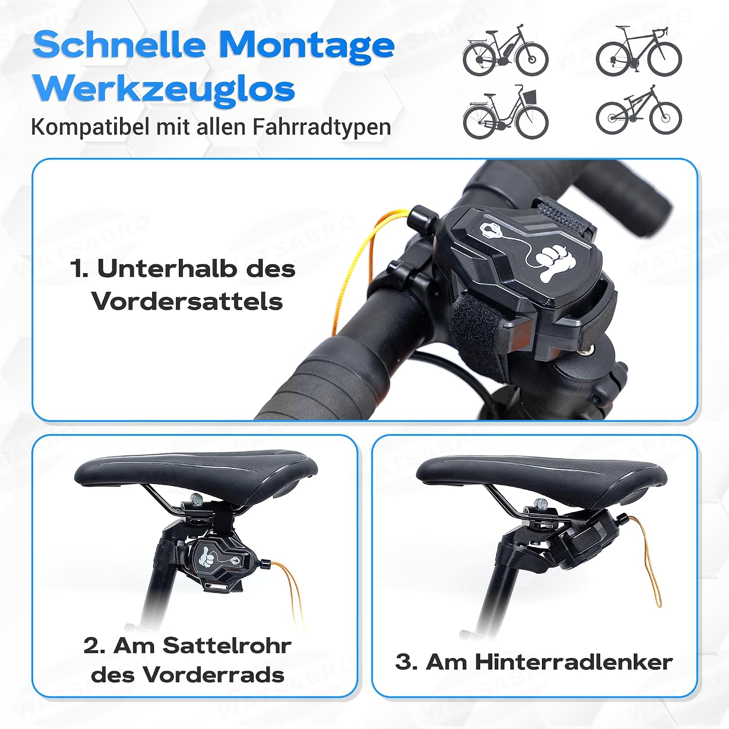 Detalle de WATSABRO Fahrrad Abschleppseil für Kinder (2,5 m) – reißfestes Nylon, 100 kg Traglast
