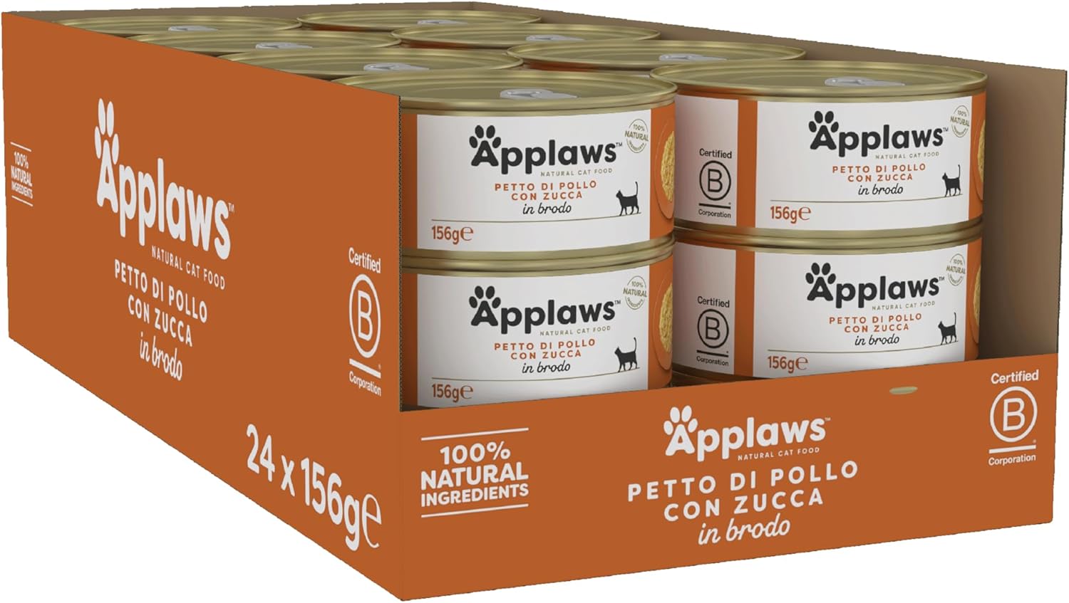 Thumbnail 1 de Applaws Umido per Gatti al 100% Petto di Pollo e Zucca in Brodo – Confezione da 24 Lattine da 156 g