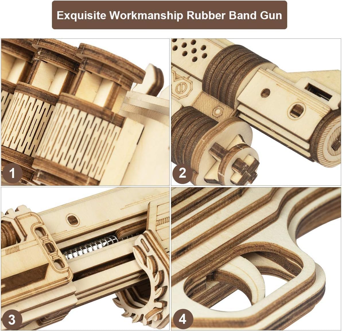 Thumbnail 2 de ROKR Elastici Pistola in Legno da Assemblare – Modello Terminator M870 (Puzzle 3D)