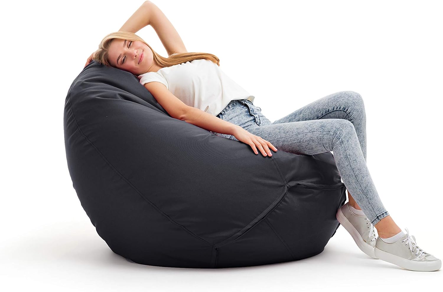 Detalle 2 de Bruni Bean Bag Classico M (Grau) – Sitzsack Outdoor & Indoor mit abnehmbarem Bezug und Innensack