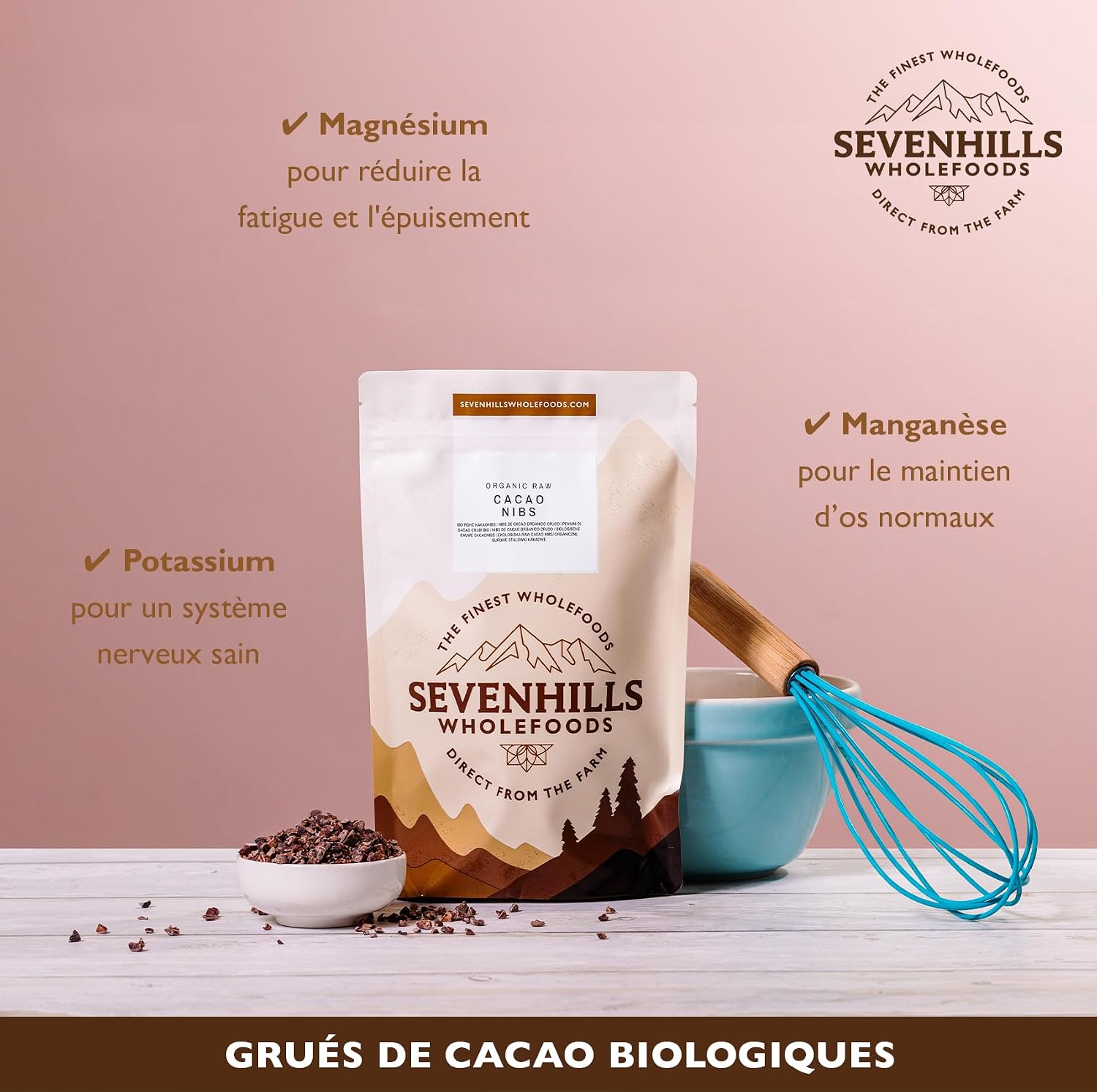 Detalle de Sevenhills Wholefoods GruĂ© de cacao 500g đ«
