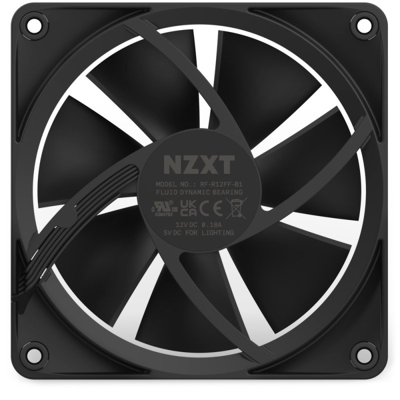 Detalle 2 de NZXT F120 Ventilador suplementario RGB de 120 mm negro (PWM, compatible con NZXT CAM)