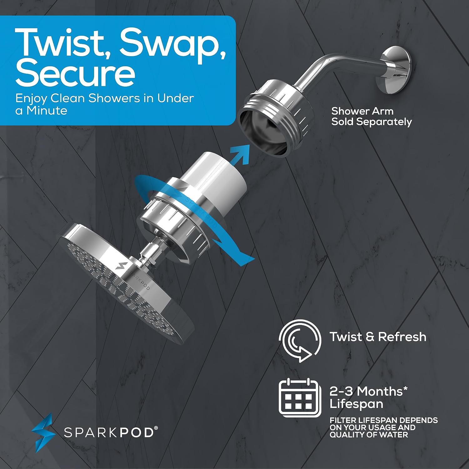 Thumbnail 6 de SparkPod Filtered Shower Head, 6-Inch Round