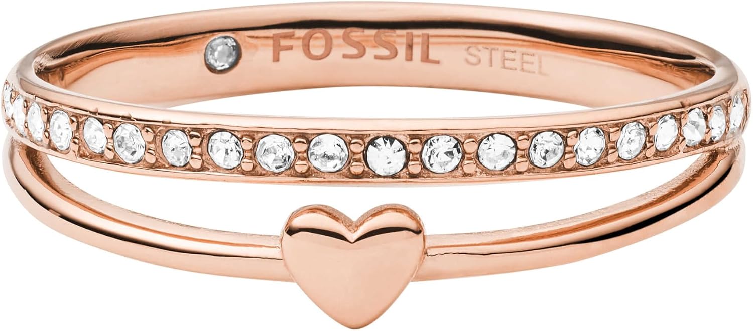 Detalle de Fossil Jewelry — Acier inoxydable doré, fini poli, tailles 9, 12, 14, 17 et 20