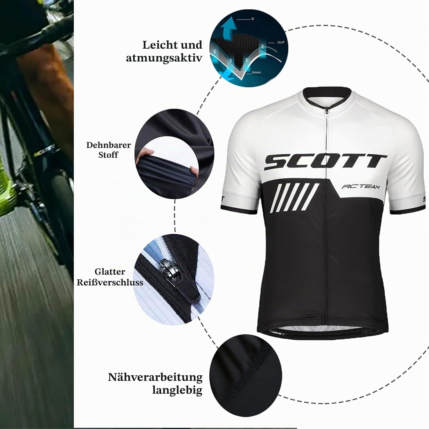Detalle de HOMTOL Herren Fahrradbekleidung Kurzarm – MTB Radsportanzug mit 3D-Gel-Gepolsterten Shorts