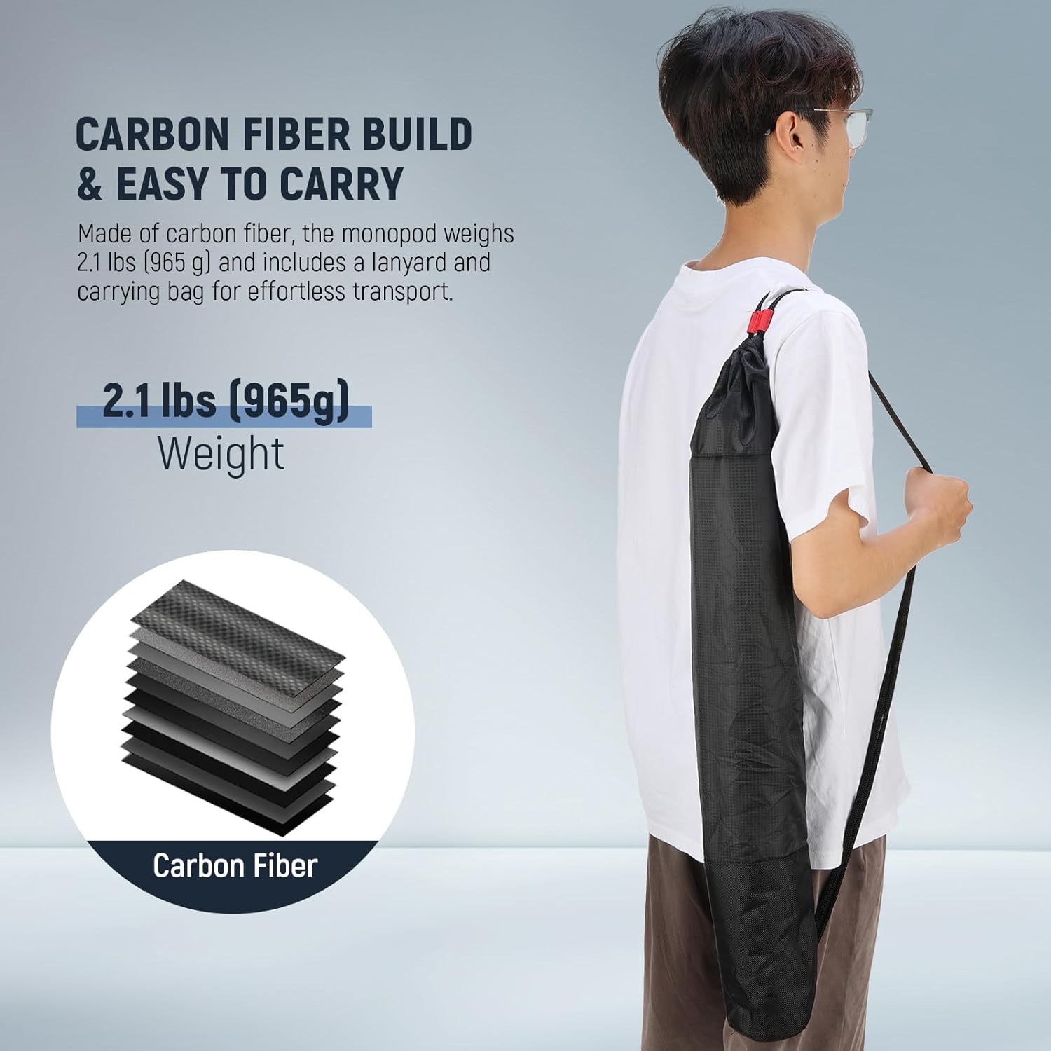 Detalle de NEEWER 67.7" Camera Monopod Stand (TP71) – Lightweight Carbon Fibre with Detachable Base