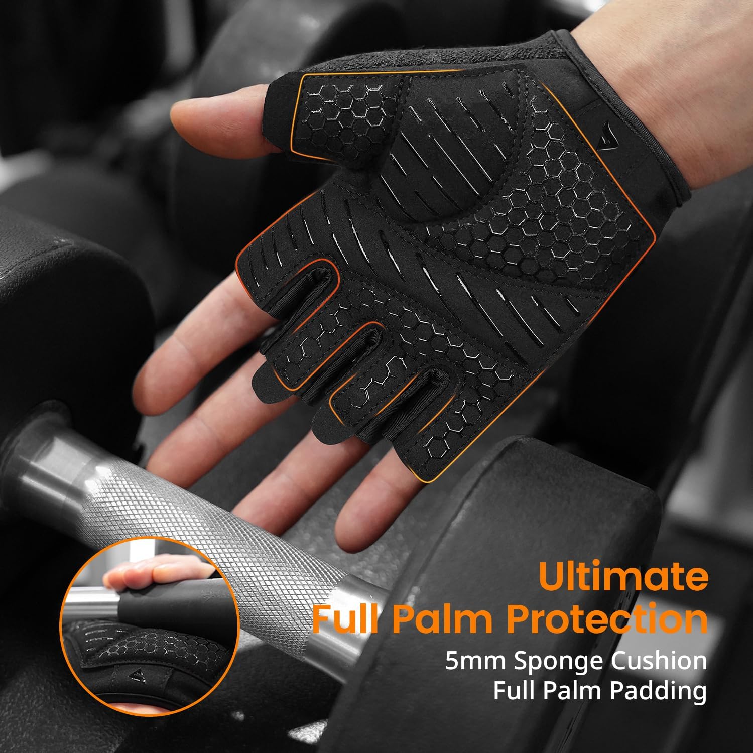 Detalle de ATERCEL CWG16 Workout Gloves, Large Half-Finger with Padded Grip