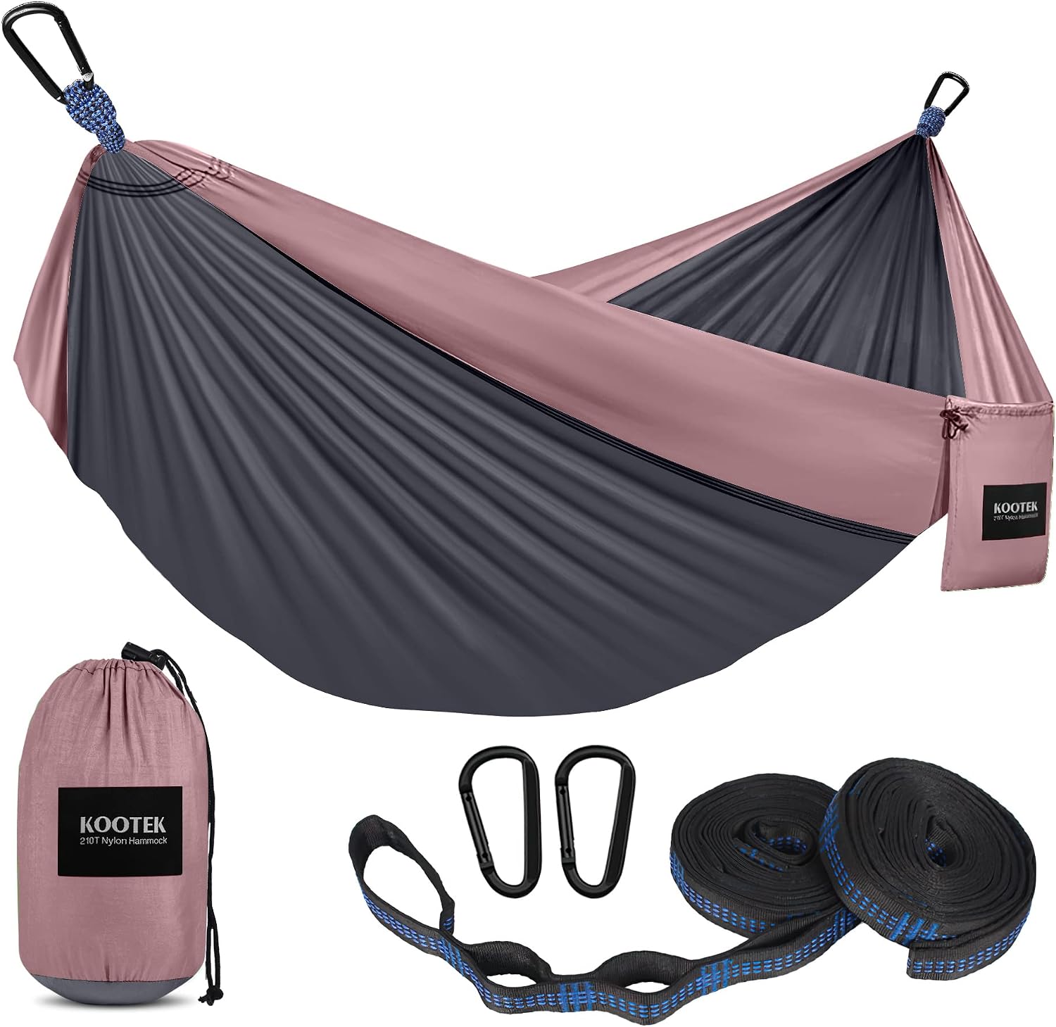 Detalle de Kootek Camping Hammock (Portable Hammocks with Tree Straps & Attached Carry Bag) — lightweight camping hammock for travel, hiking, beach