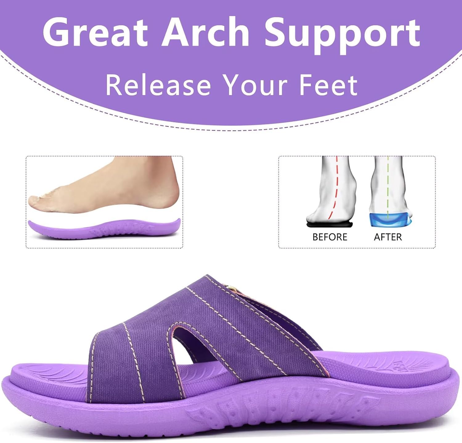 Thumbnail 6 de KuaiLu Womens Fashion Orthotic Slides with Arch Support – Cushioned Lightweight Sandals