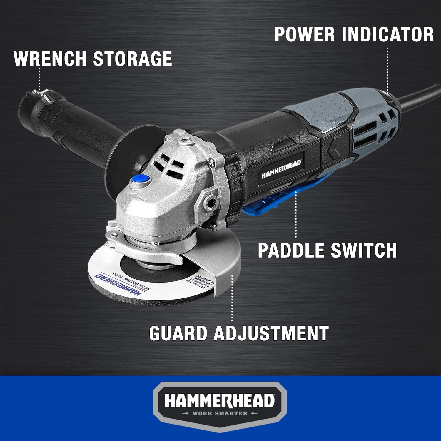 Thumbnail 2 de Hammerhead HAAG060 6-Amp 4.5-Inch Angle Grinder with 3-Piece Abrasive Wheel