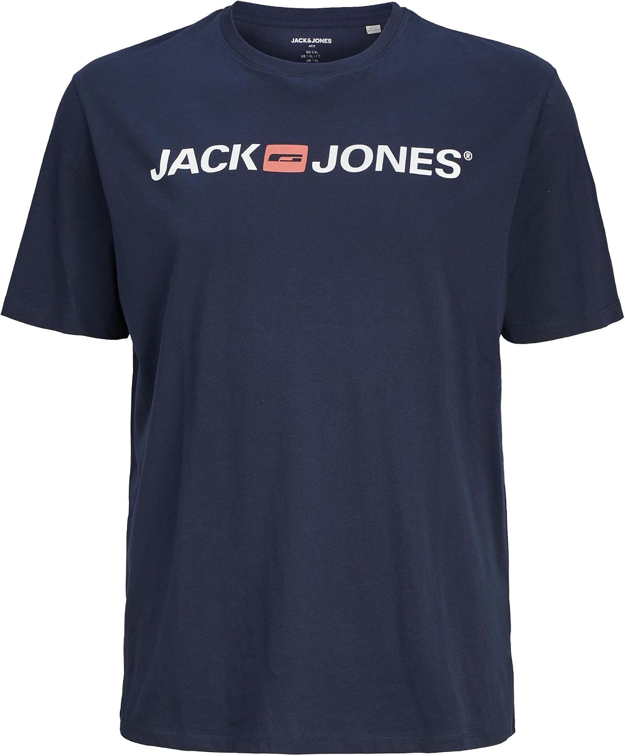 Thumbnail 3 de Jack & Jones Pack 2 T-Shirts Grande Taille Col Rond Imprimer Design Logo Surdimensionné – Bleu Marine, XXL