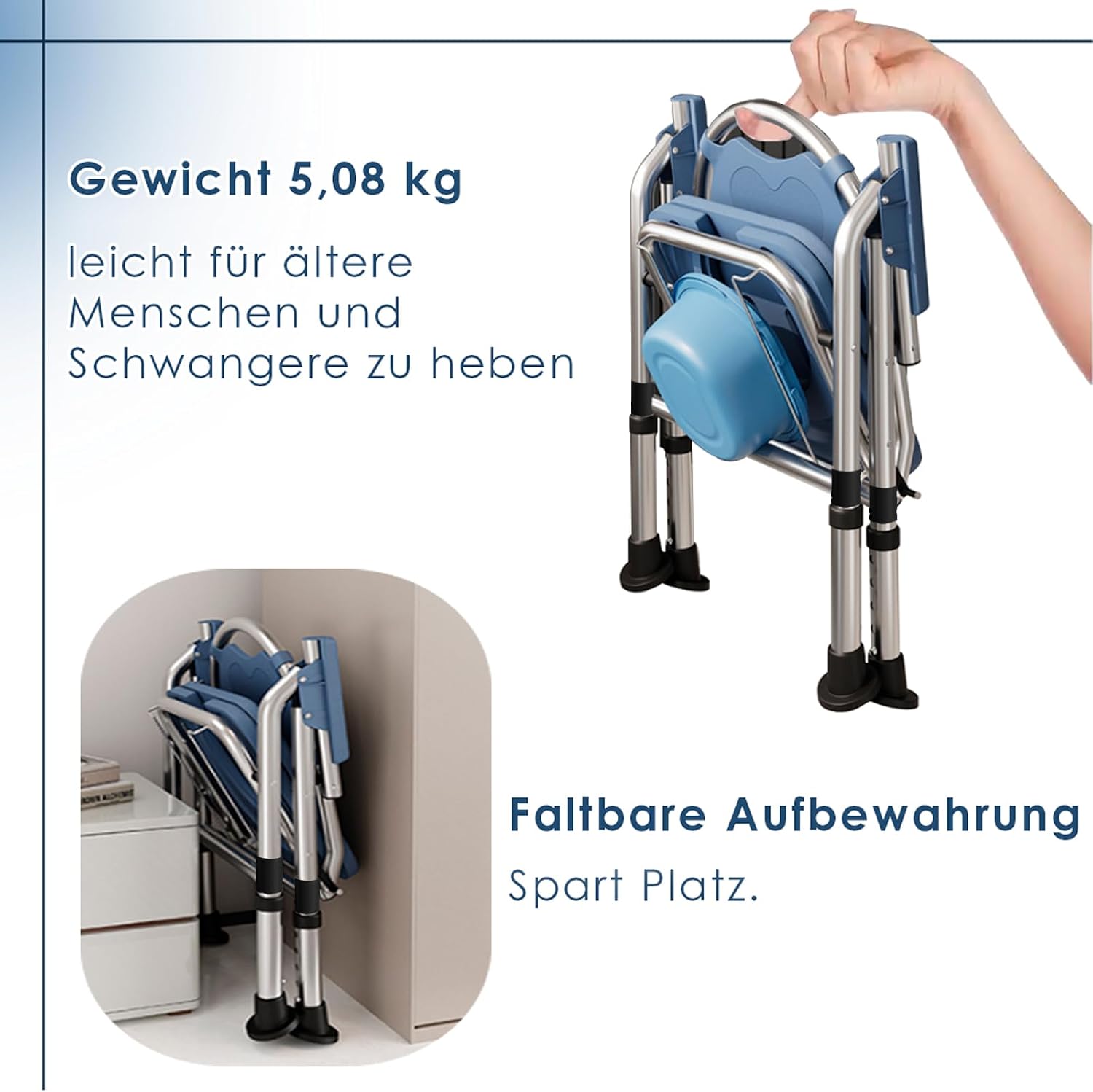 Thumbnail 3 de Toilettenstuhl für Senioren 200 kg klappbar