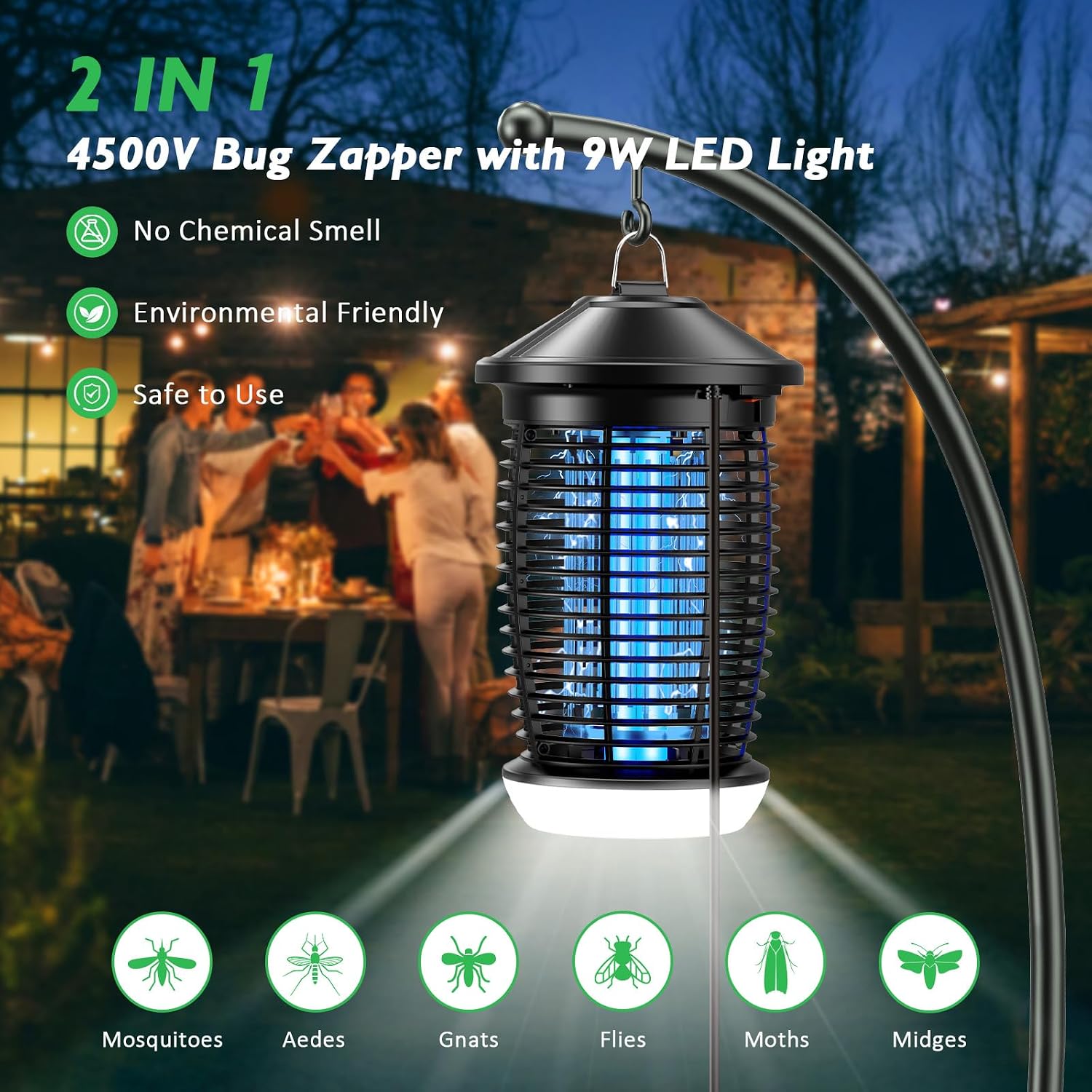 Thumbnail 1 de PALONE Bug Zapper: 4500V Powerful Fly Killer with 360° Coverage and LED Night Light