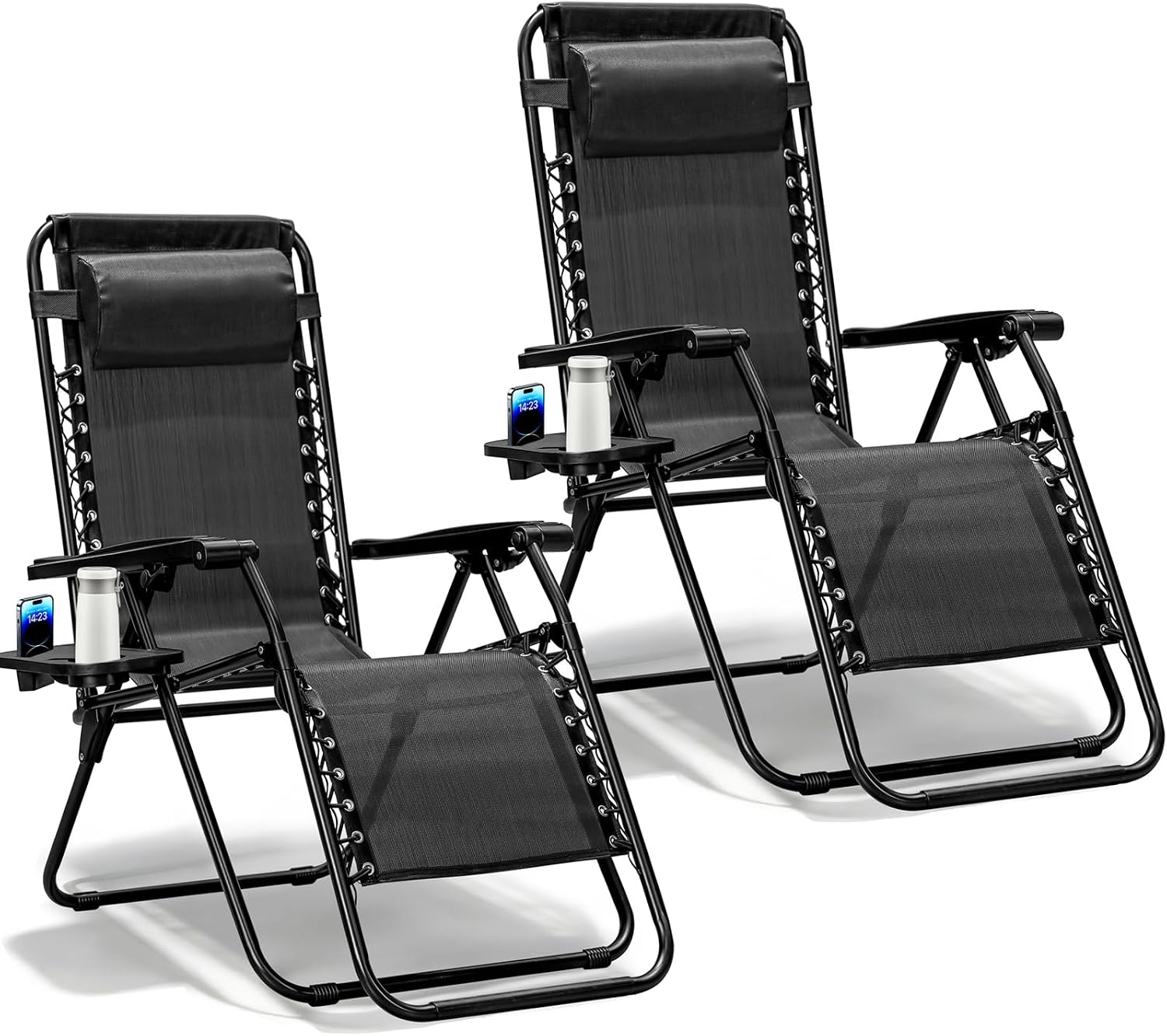 Detalle de MAKE CHANGES CS-ZGC-BK2P-NEW Zero Gravity Chairs, Set of 2, Folding Mesh