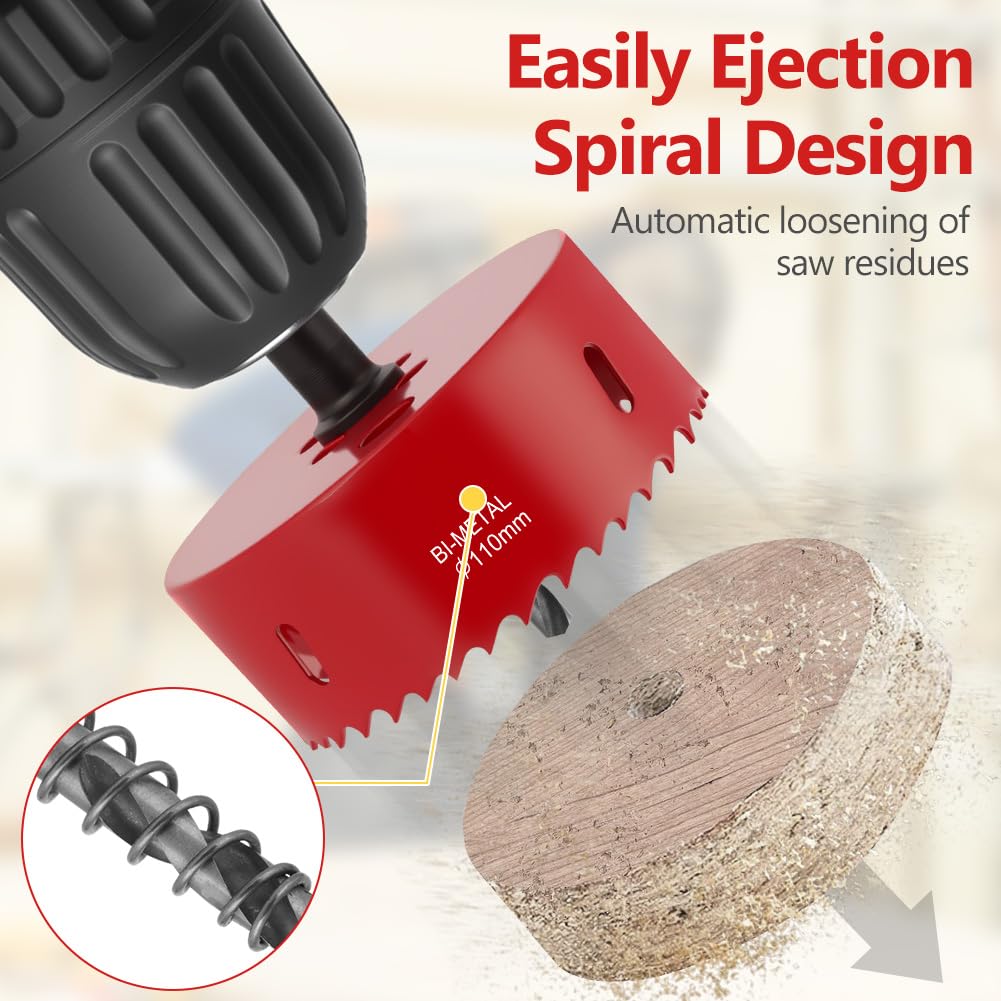 Detalle 2 de Flintronic Bi-Metal Hole Saw, 110mm (Bi-Metal M42) for Metal, Wood & Plastic
