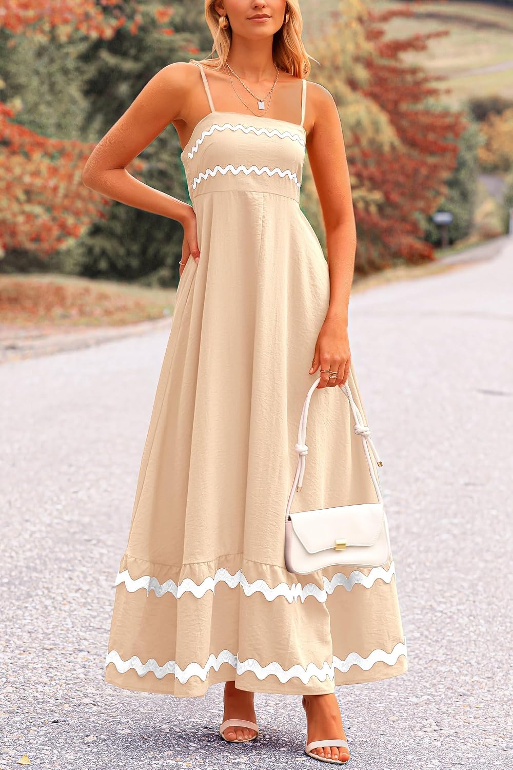Detalle de PRETTYGARDEN Women's 2026 Summer Flowy Maxi Dress