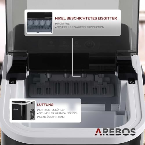Detalle de Arebos Eiswürfelmaschine 12 kg/24h – kompakt, leise und selbstreinigend