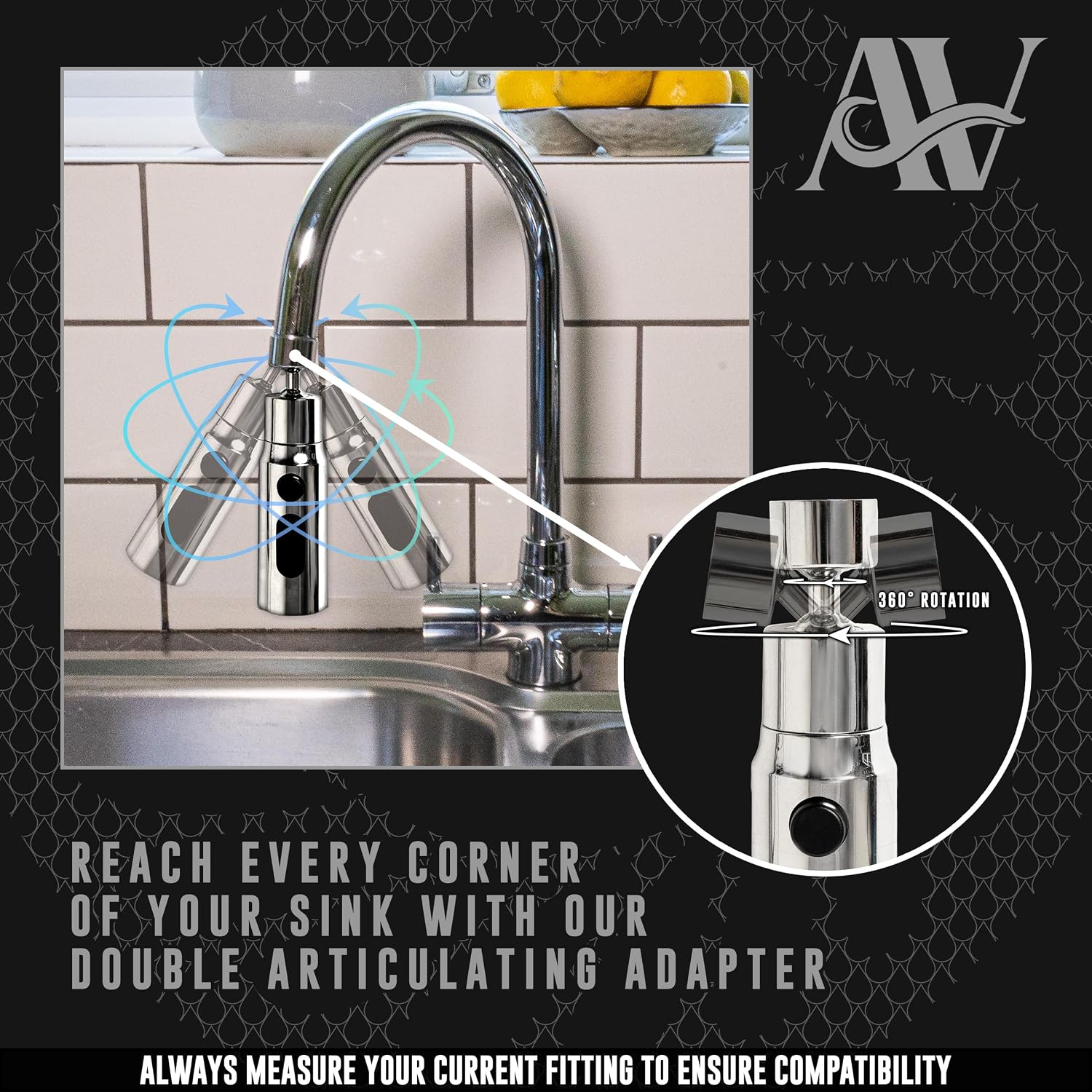 Detalle de AquaVaria UK 3 Function Kitchen Tap Spray Head Attachment (Silver)