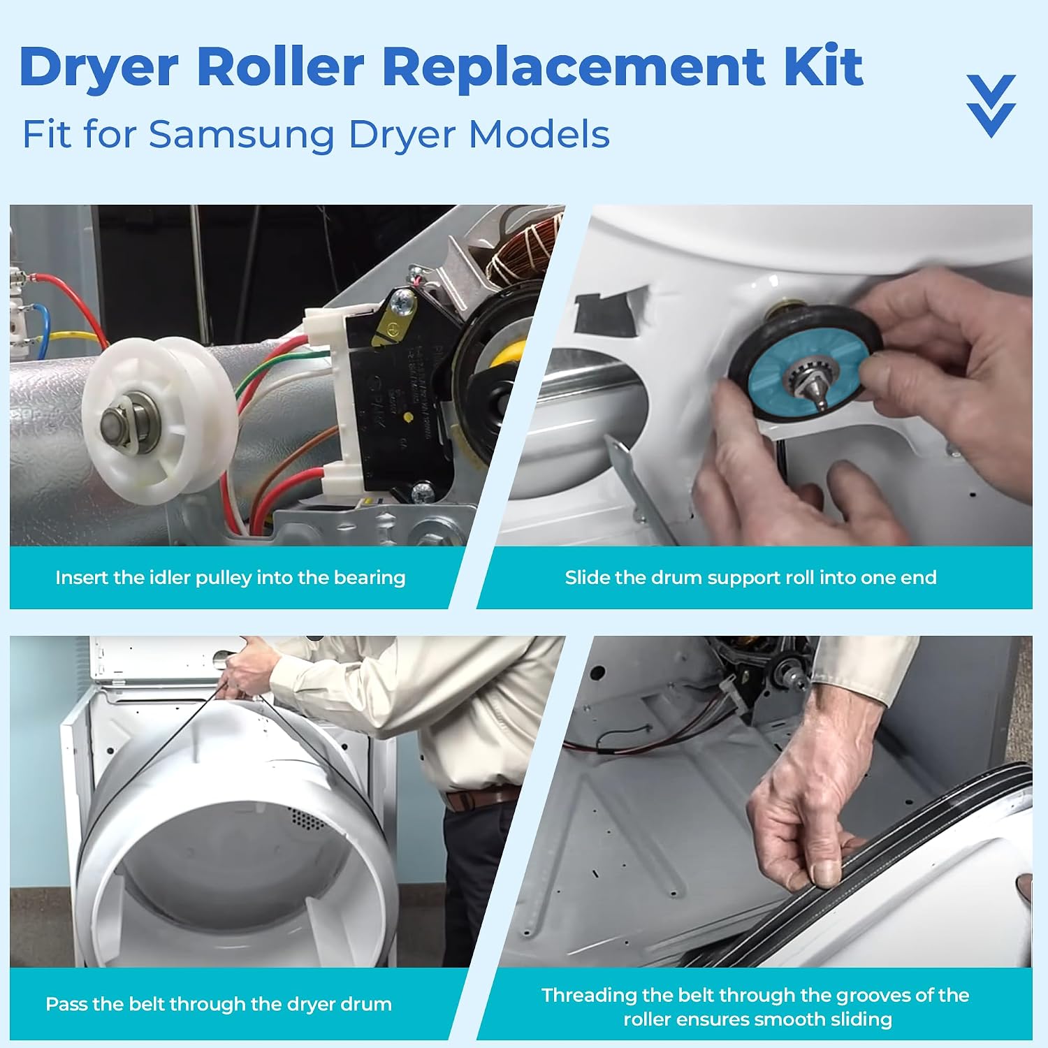 Detalle 2 de NISHCON DC97-16782A Dryer Roller Replacement Kit with Belt and Idler Pulley