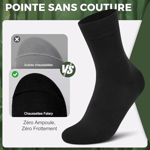 Thumbnail 2 de FALARY Homme Chaussettes Bambou Anti-Transpiration et Anti-Odeur – Lot de 6, Noir (43-46)