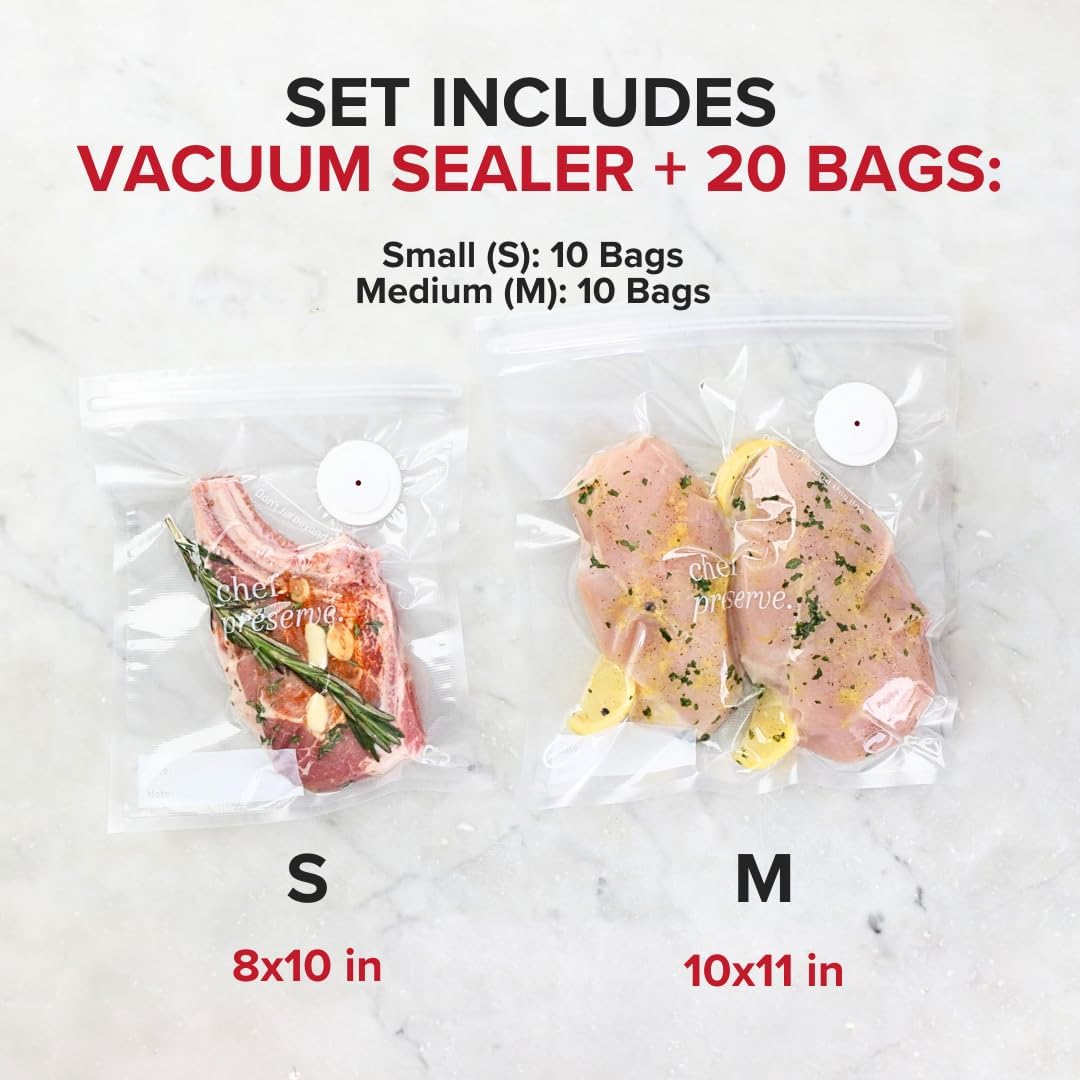 Thumbnail 3 de Chef Preserve Compact Vacuum Sealer for Food (Handheld Vacuum Sealer + 20 Reusable Bags)