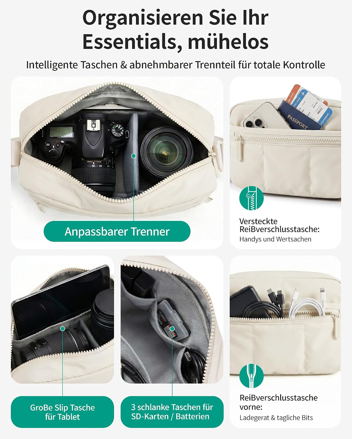 Detalle 2 de bagsmart Puffer Kameratasche Klein – kompakte Schutzlösung für DSLR inklusive Zubehör