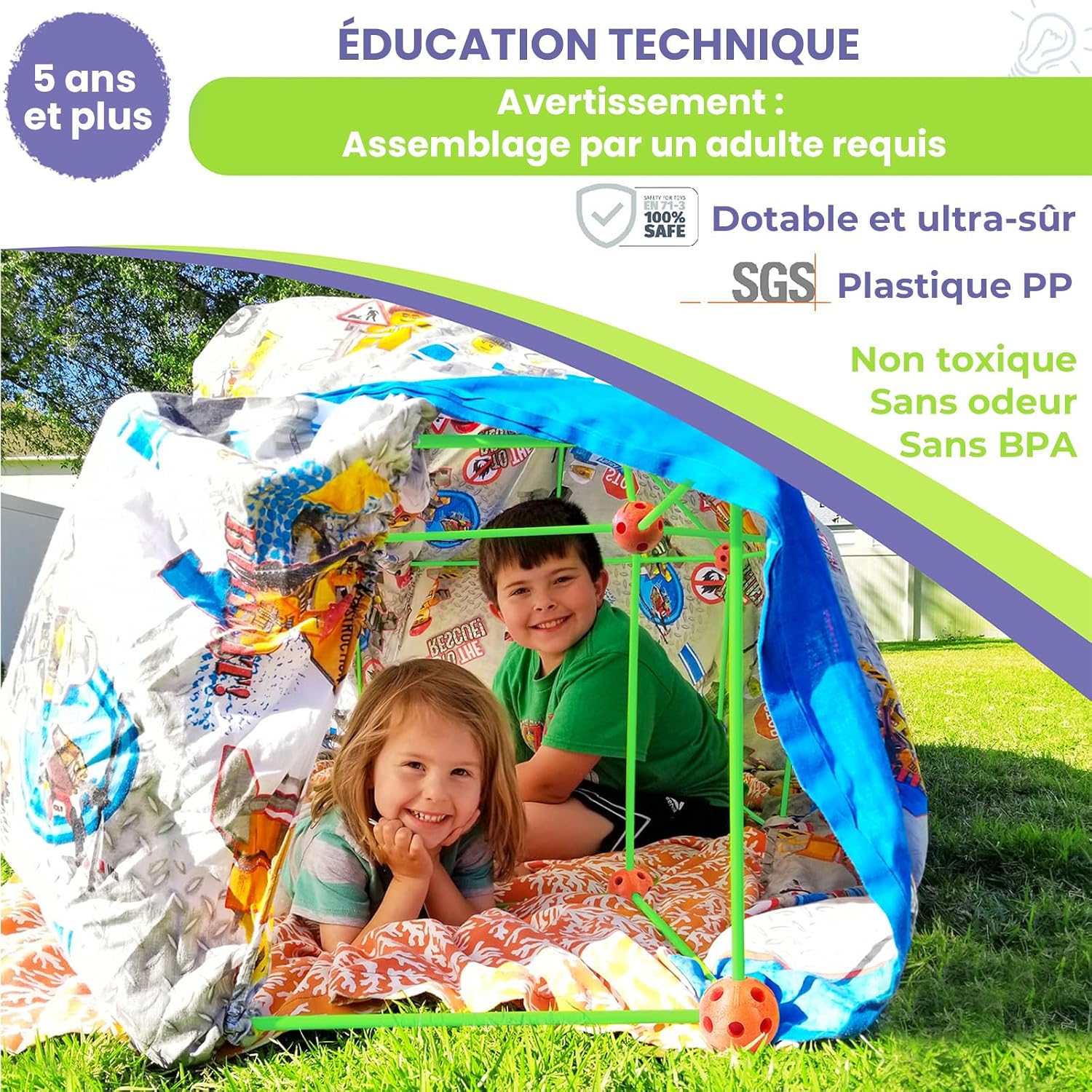 Detalle de Tiny Land Kit Fort lumineux 130 pièces