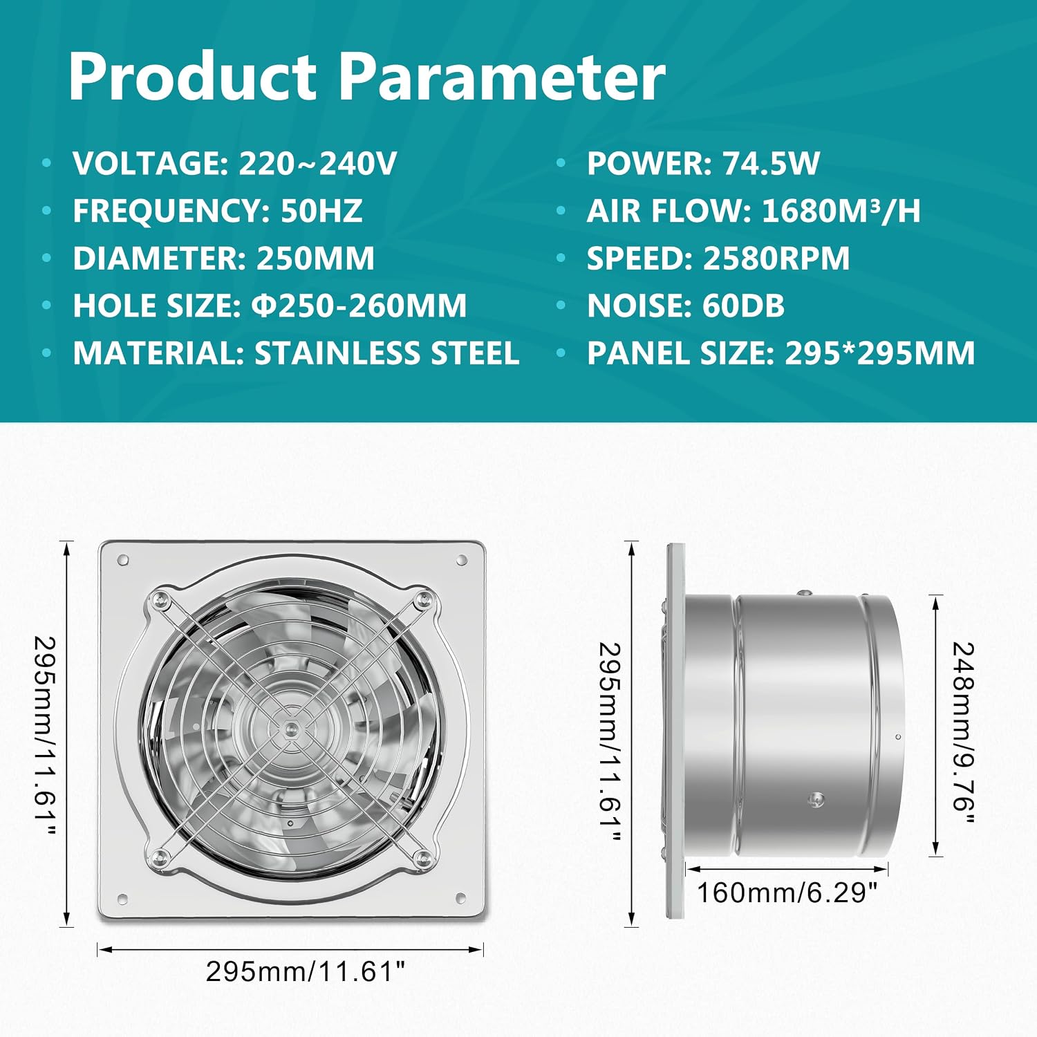 Detalle de HG Power Extractor de Aire 250mm 1680m³/h