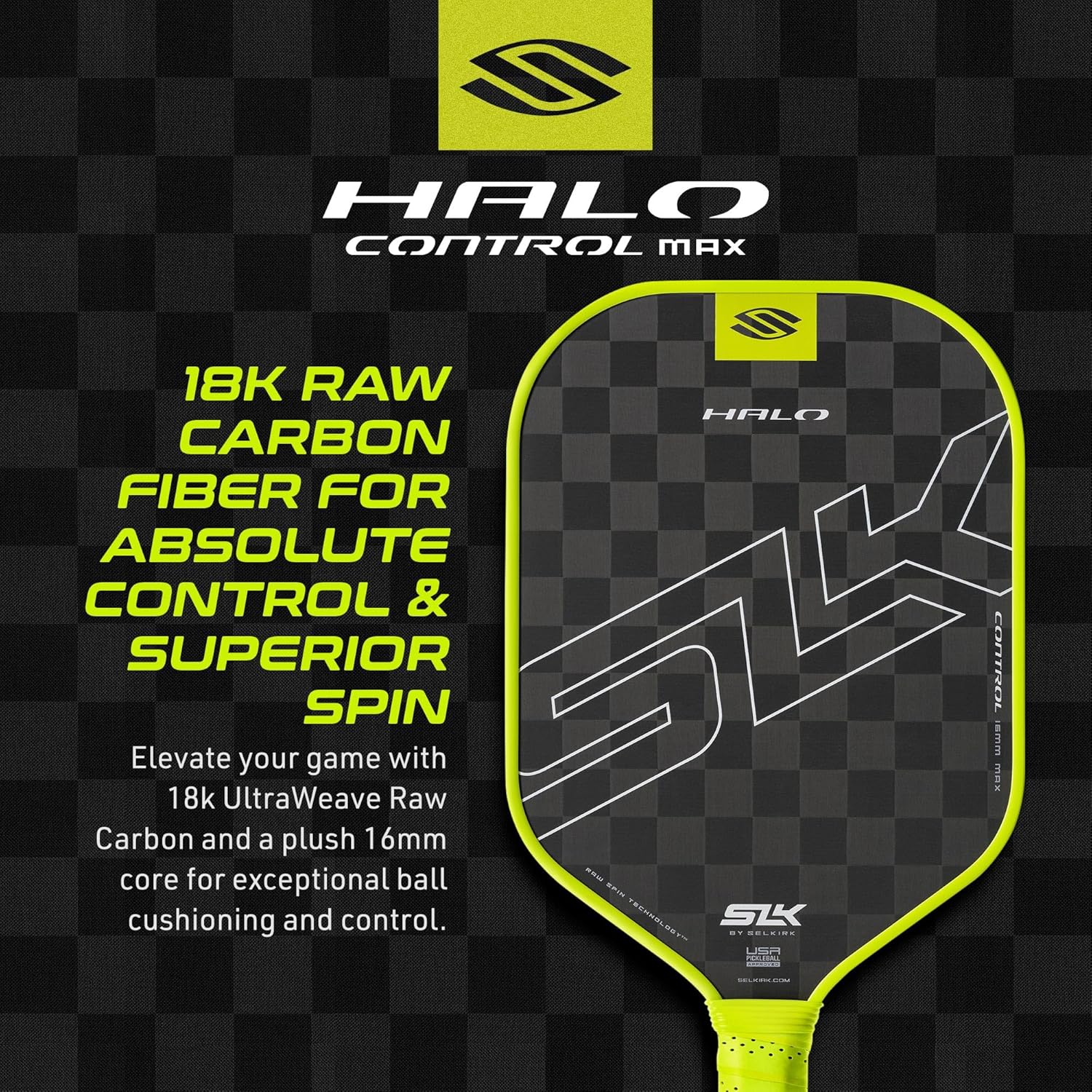 Thumbnail 1 de Selkirk Sport SLK Halo Raw Carbon Fiber Pickleball Paddle