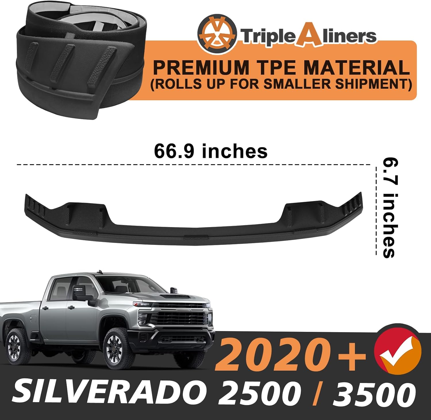 Thumbnail 3 de TripleAliners TPE Hood Deflector for 2020-2025 2026 Chevy Silverado 2500/3500HD