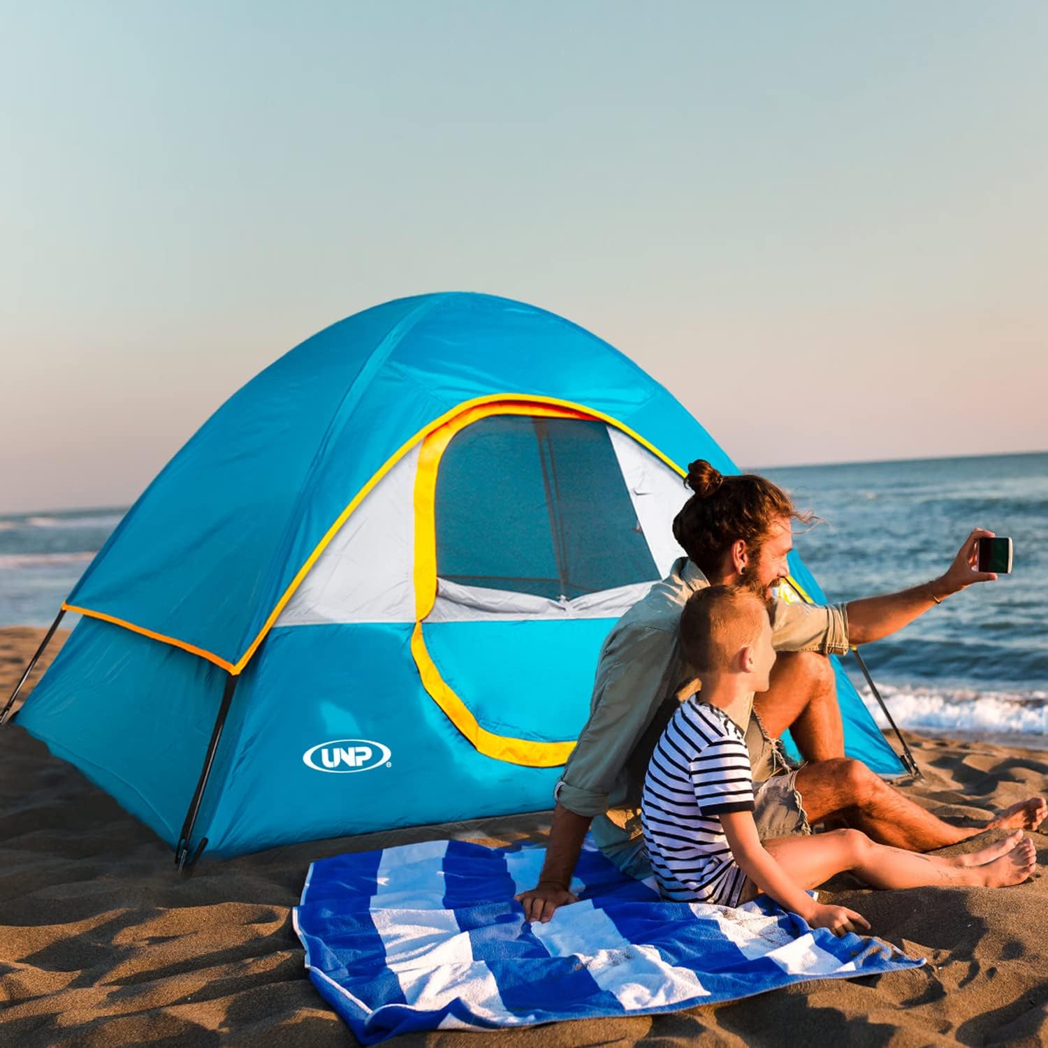 Thumbnail 2 de unp koepeltent voor 2 personen, waterdicht polyester en afneembare regenhoes
