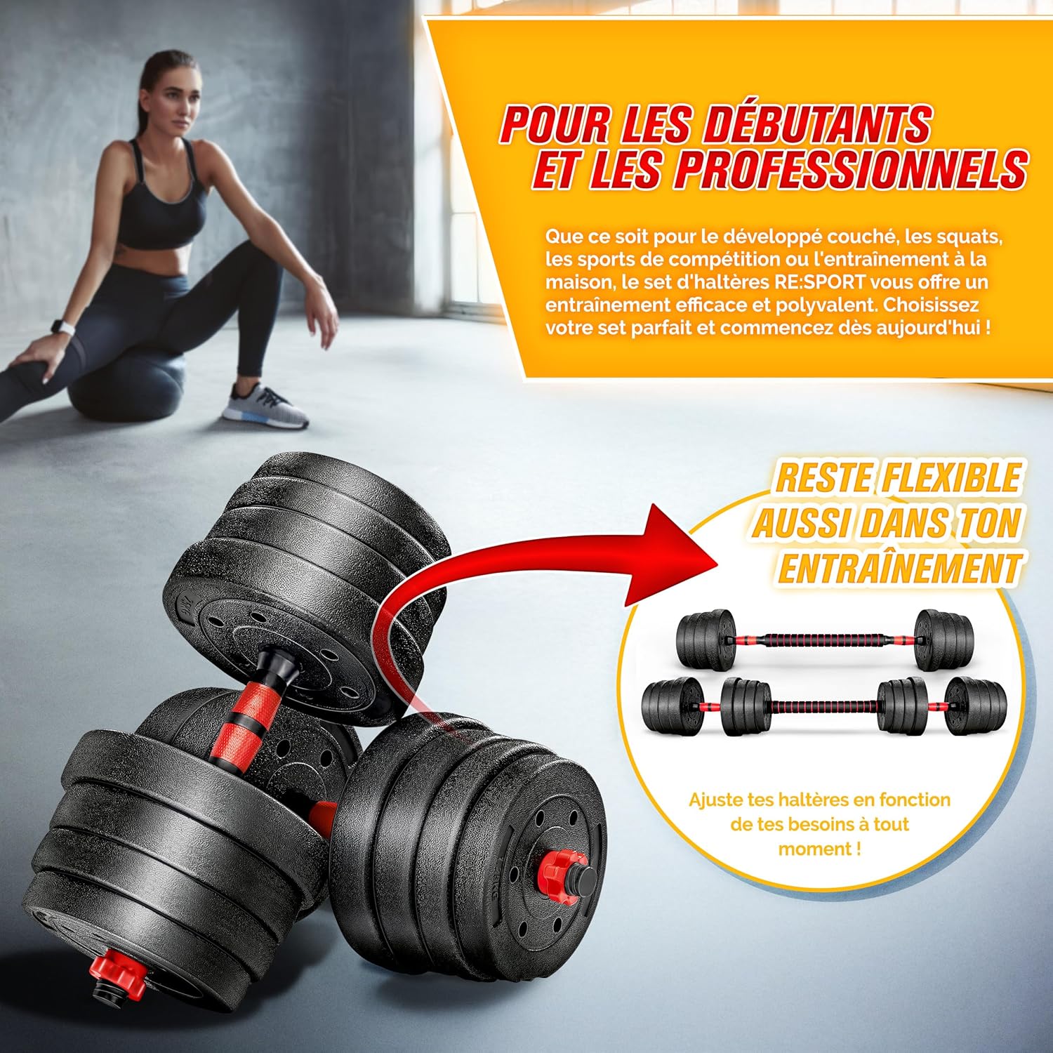Thumbnail 6 de RE:SPORT Ensemble d’haltères réglable 15-40 kg 🏋