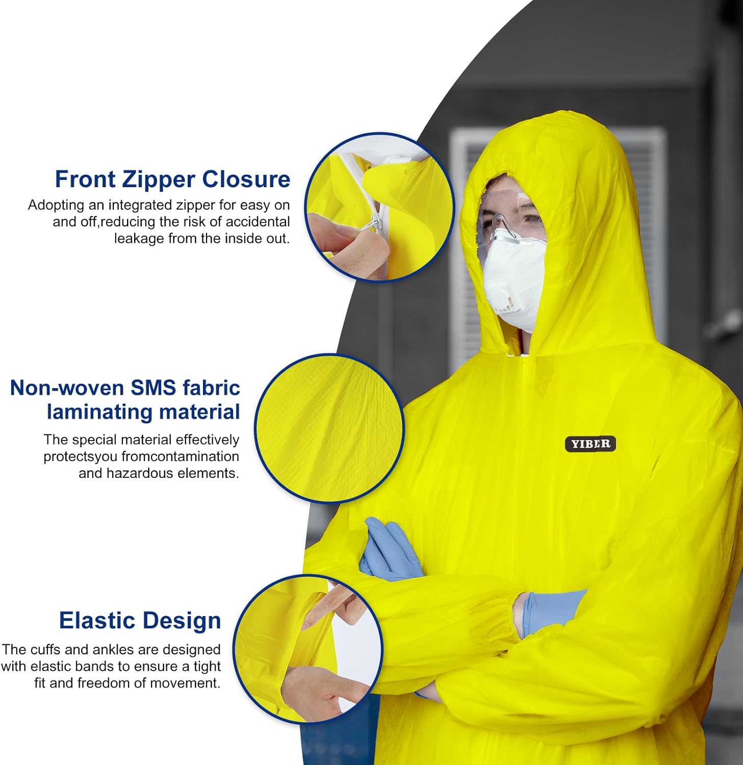 Thumbnail 1 de YIBER Hazmat Suit 4XL Yellow 🧥