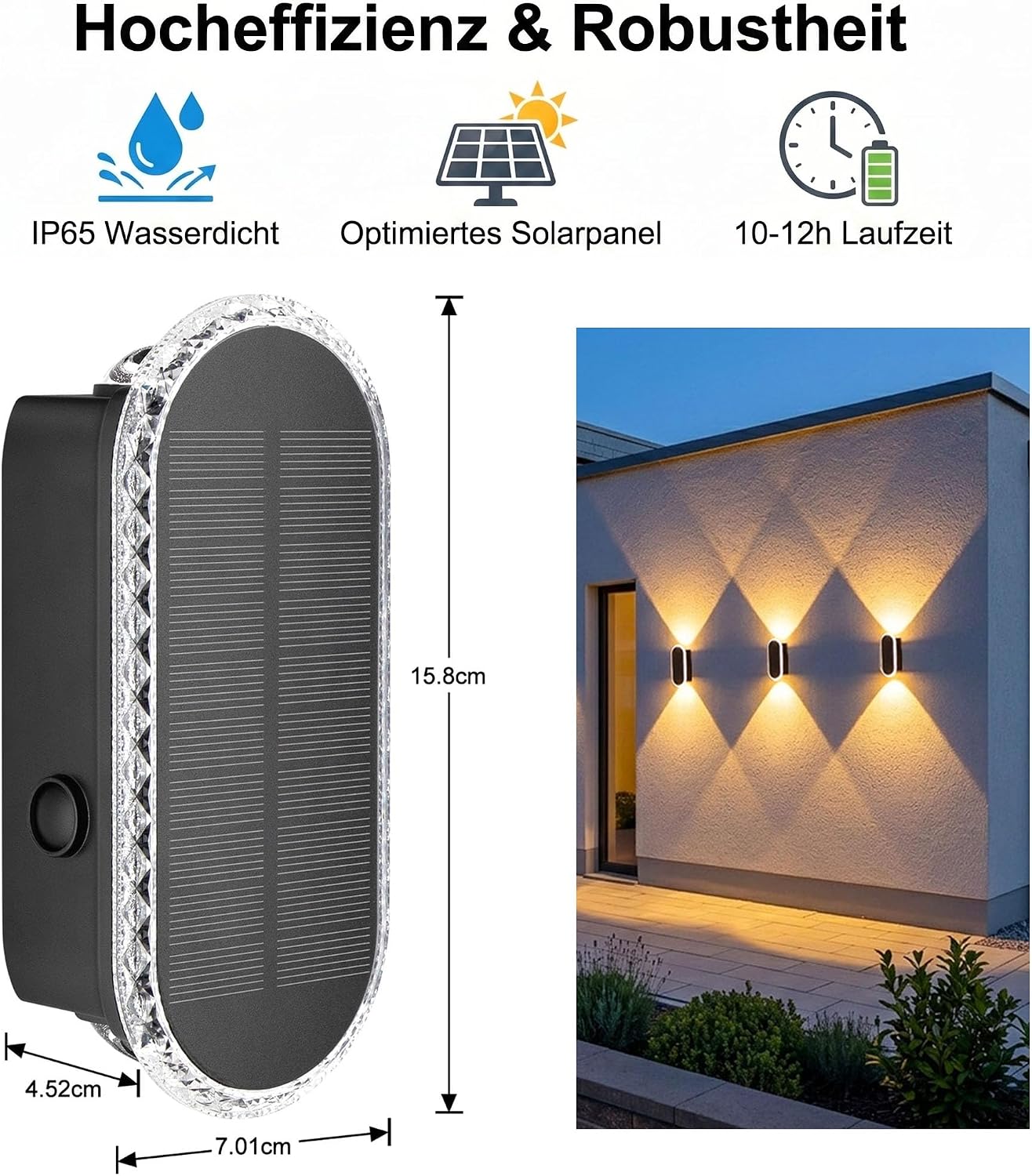 Thumbnail 1 de ELLASAY Solar Wandleuchte IP65 6er Set