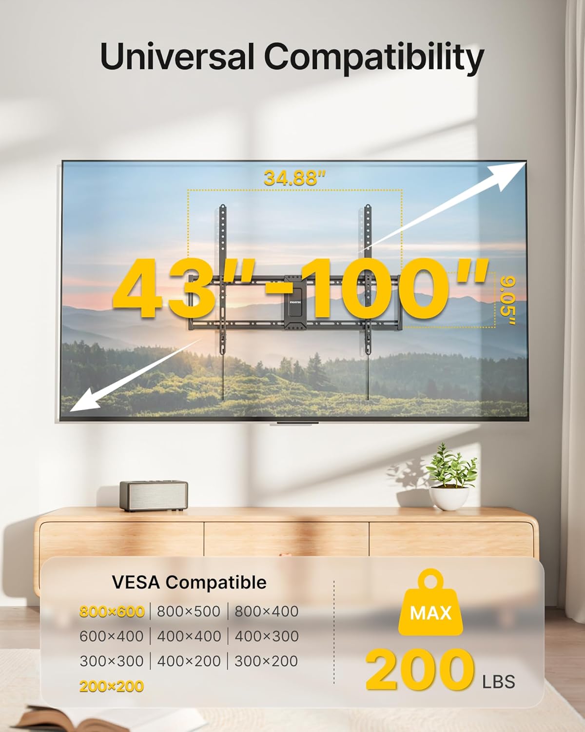 Detalle 2 de monTEK Heavy Duty Fixed TV Wall Mount for 43–100" TVs