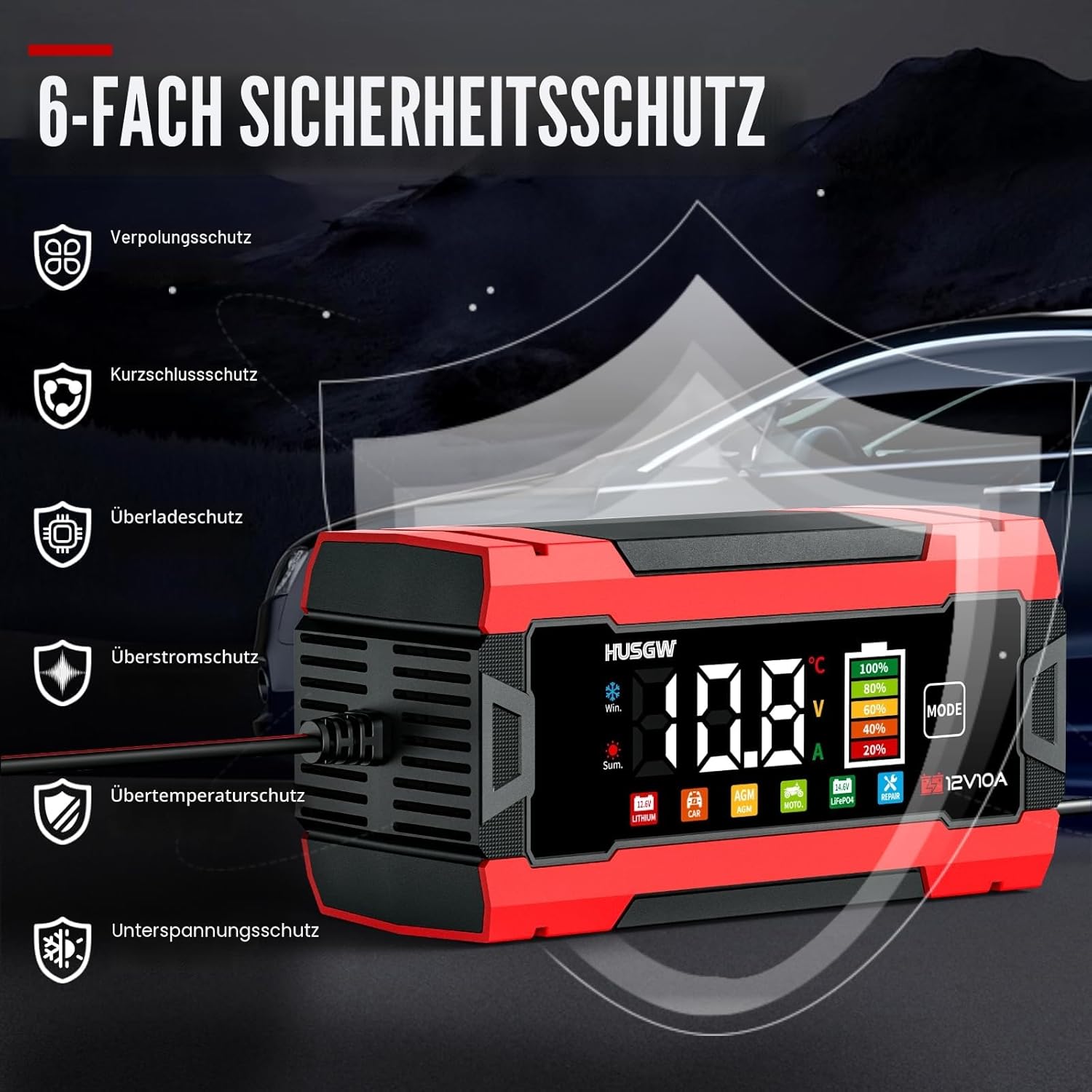Thumbnail 6 de 10A Autobatterie Ladegerät 12V LiFePO4