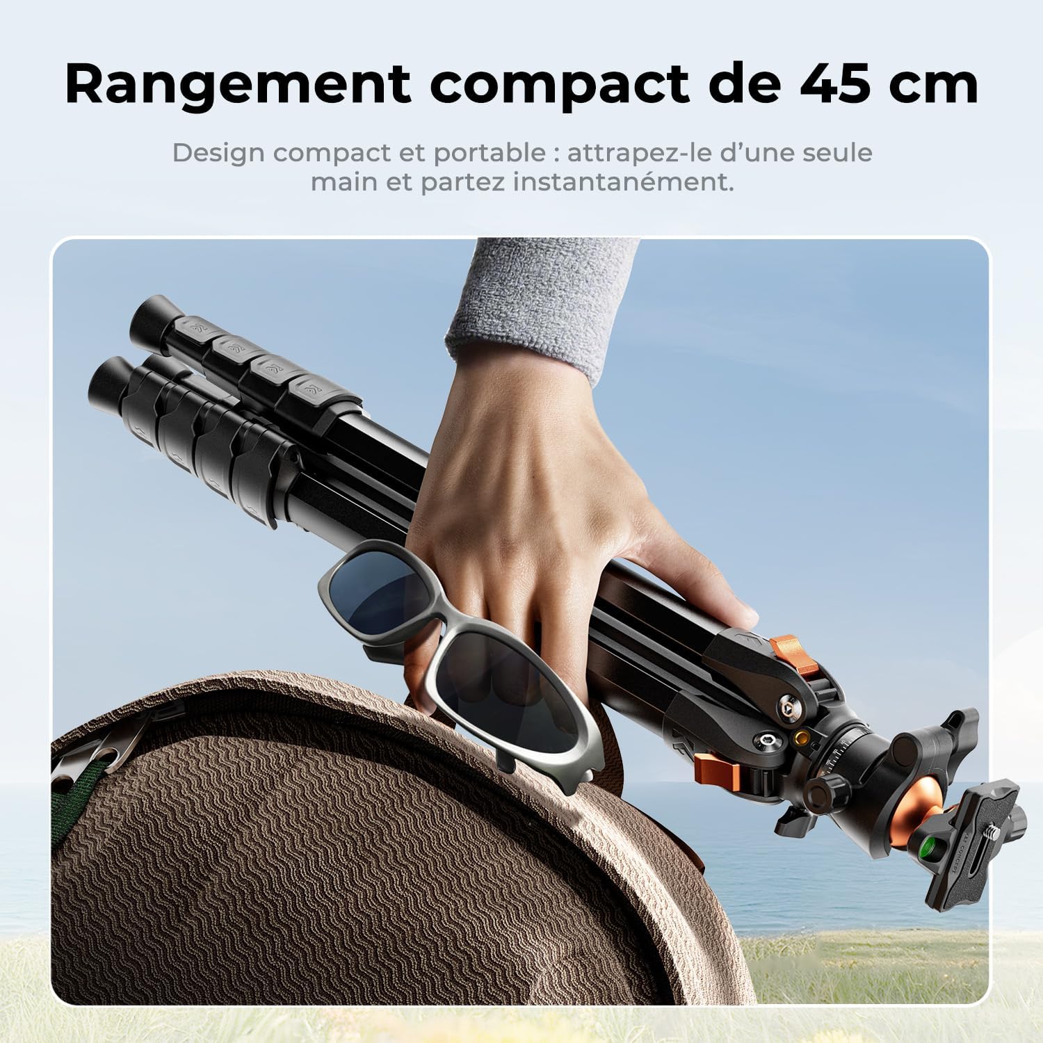 Thumbnail 1 de Trépied pour appareil photo et smartphone 187 cm en aluminium avec support mobile et tablette, charge max 10 kg