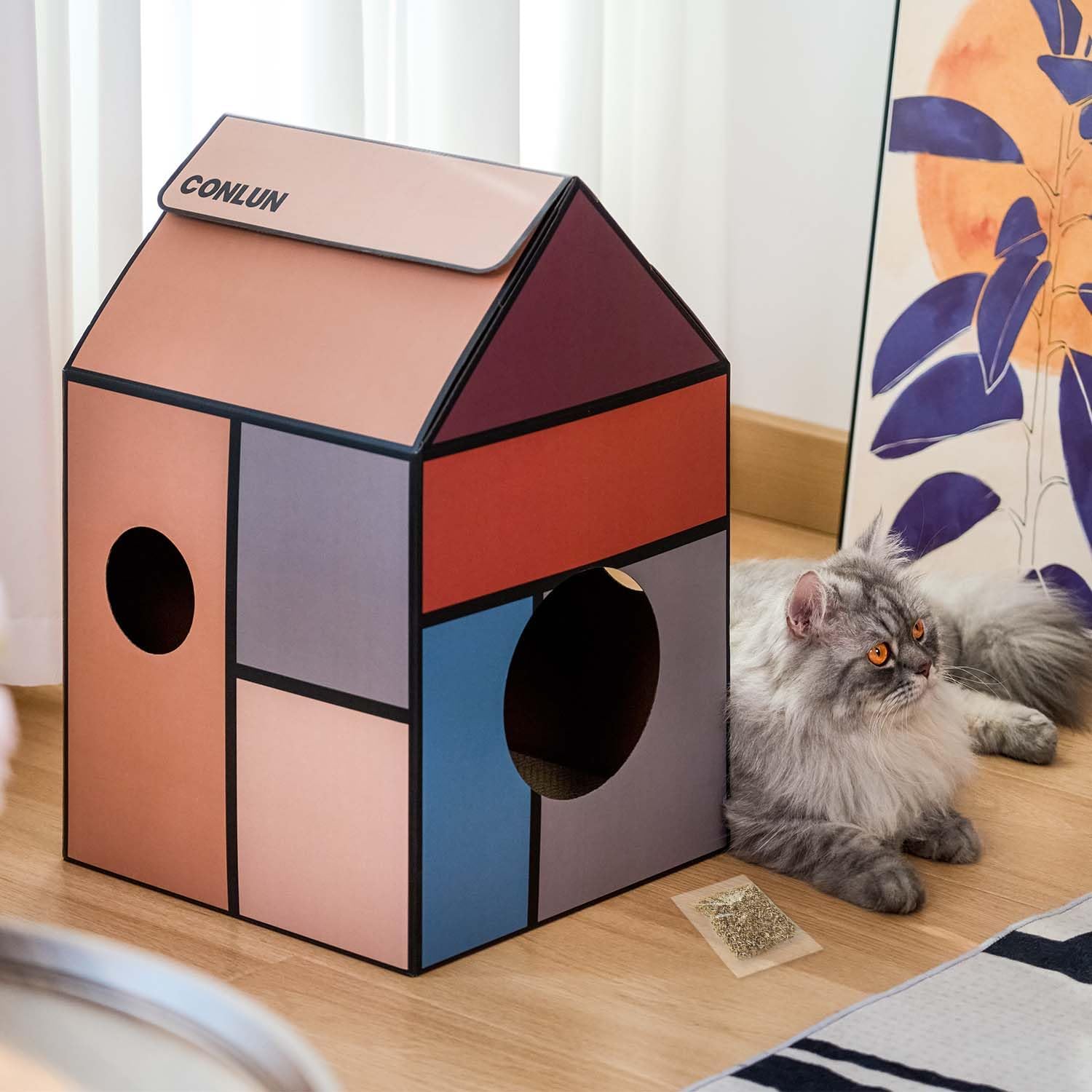 Thumbnail 6 de Conlun Cardboard Cat House with Scratcher and Catnip 🐱