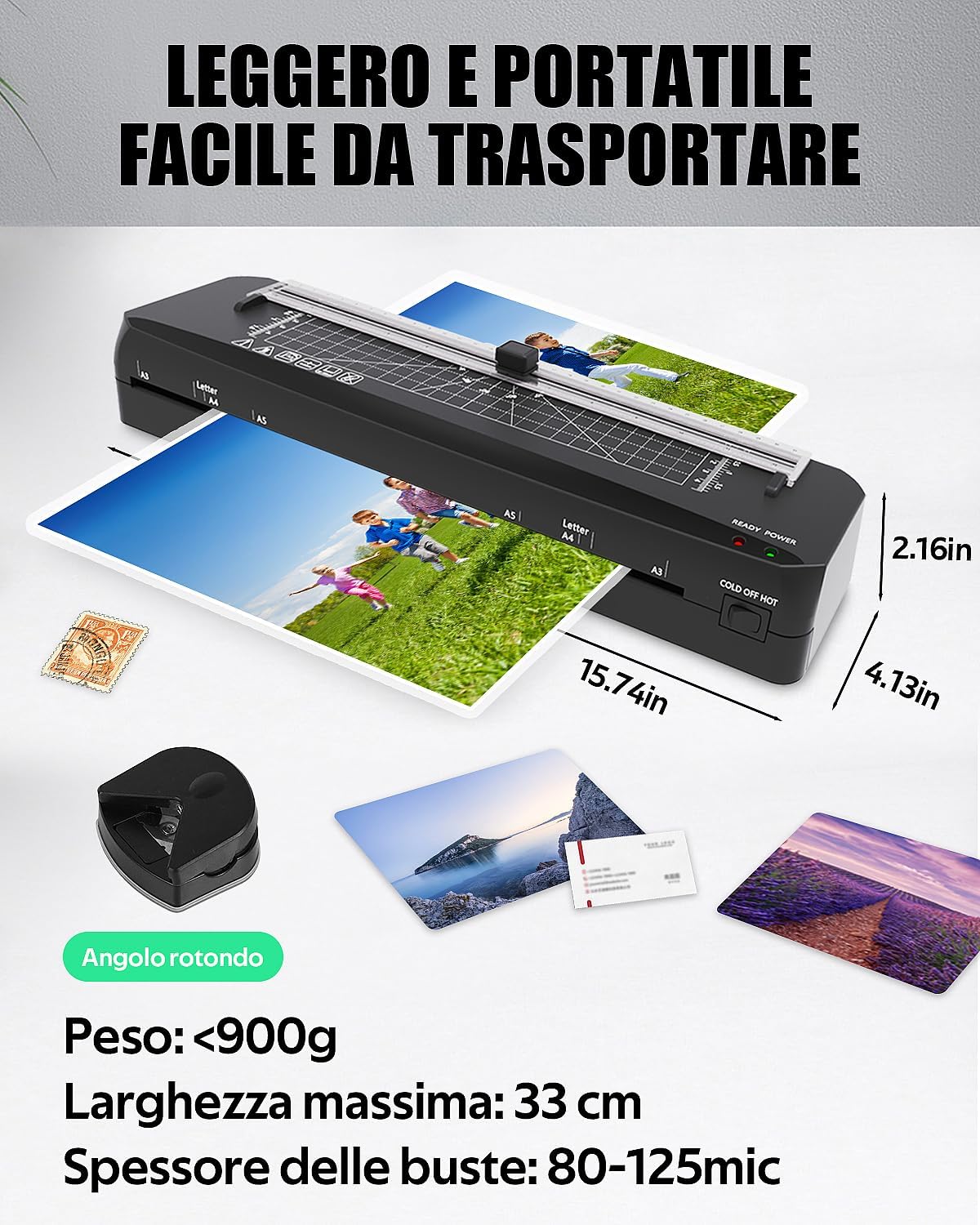 Detalle de Plastificatrice A3 con riscaldamento rapido