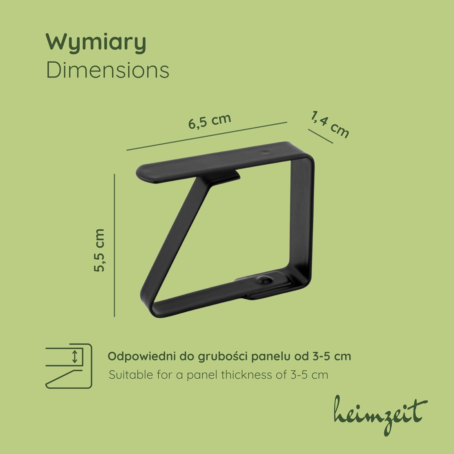 Detalle 2 de heimzeit table_clamp_65_black_6P – czarne klipsy do obrusów ze stali nierdzewnej, 6 sztuk
